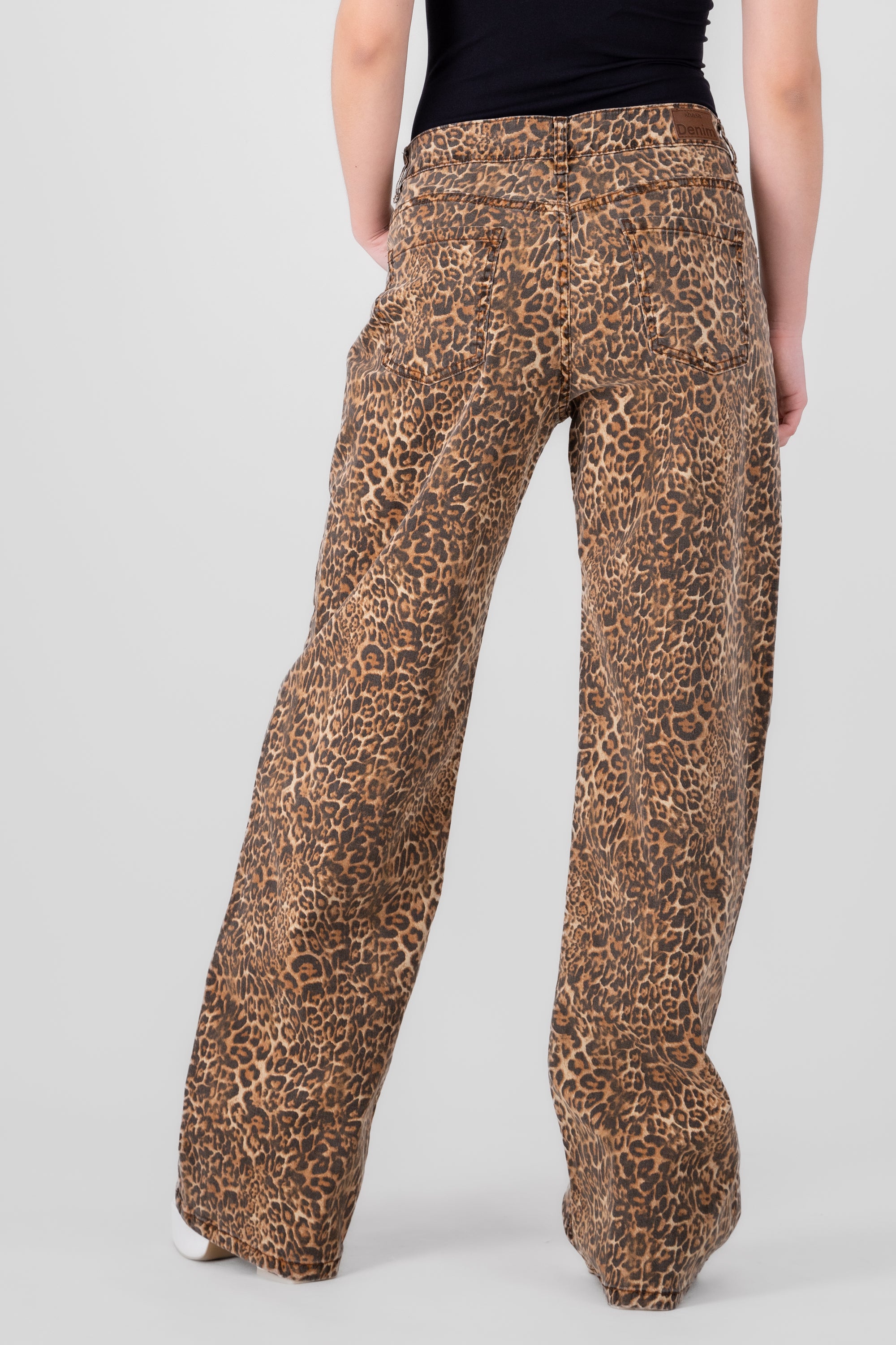 Jeans straiht animal print CAFE COMBO