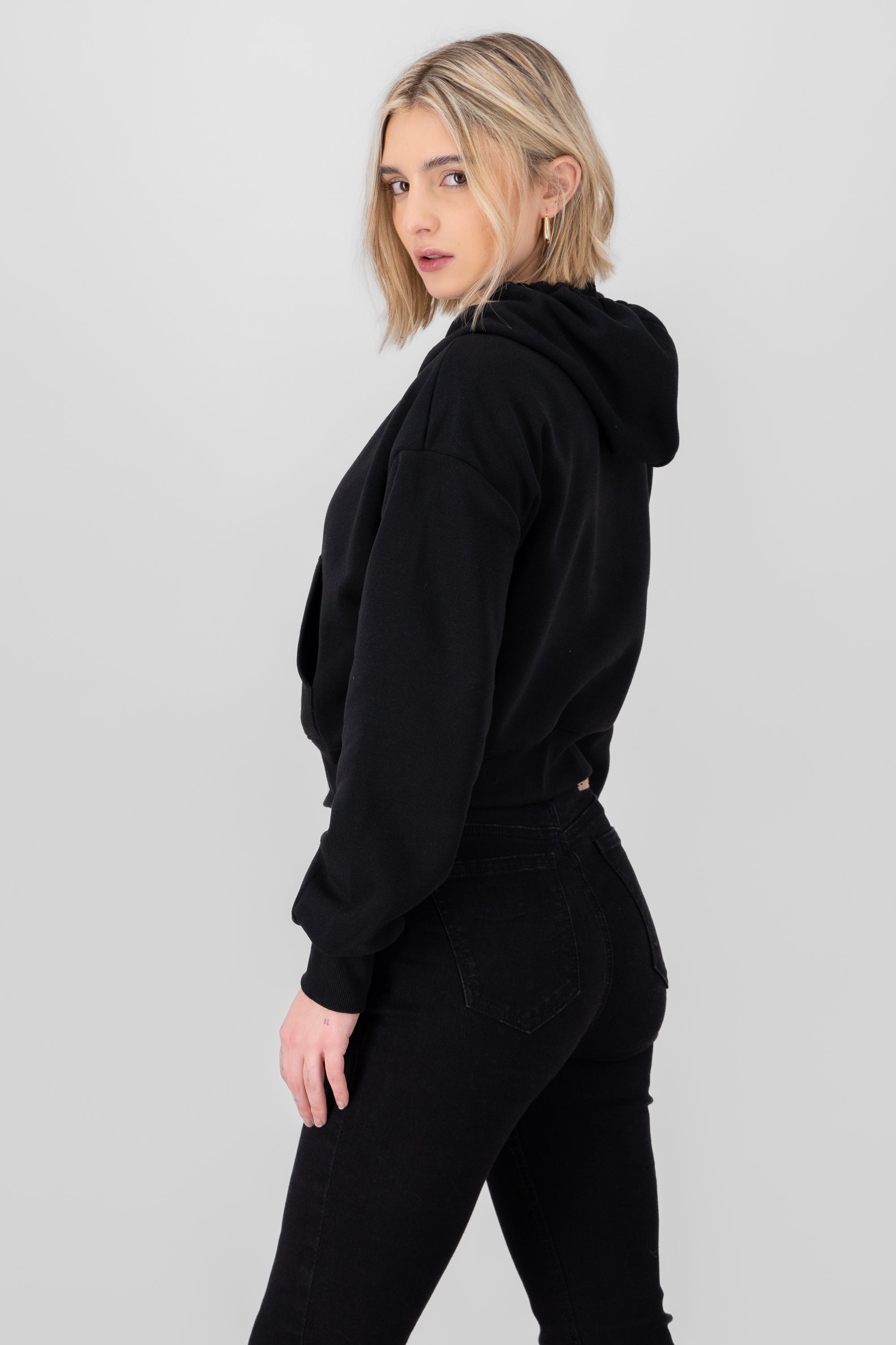 Sudadera lisa corta NEGRO
