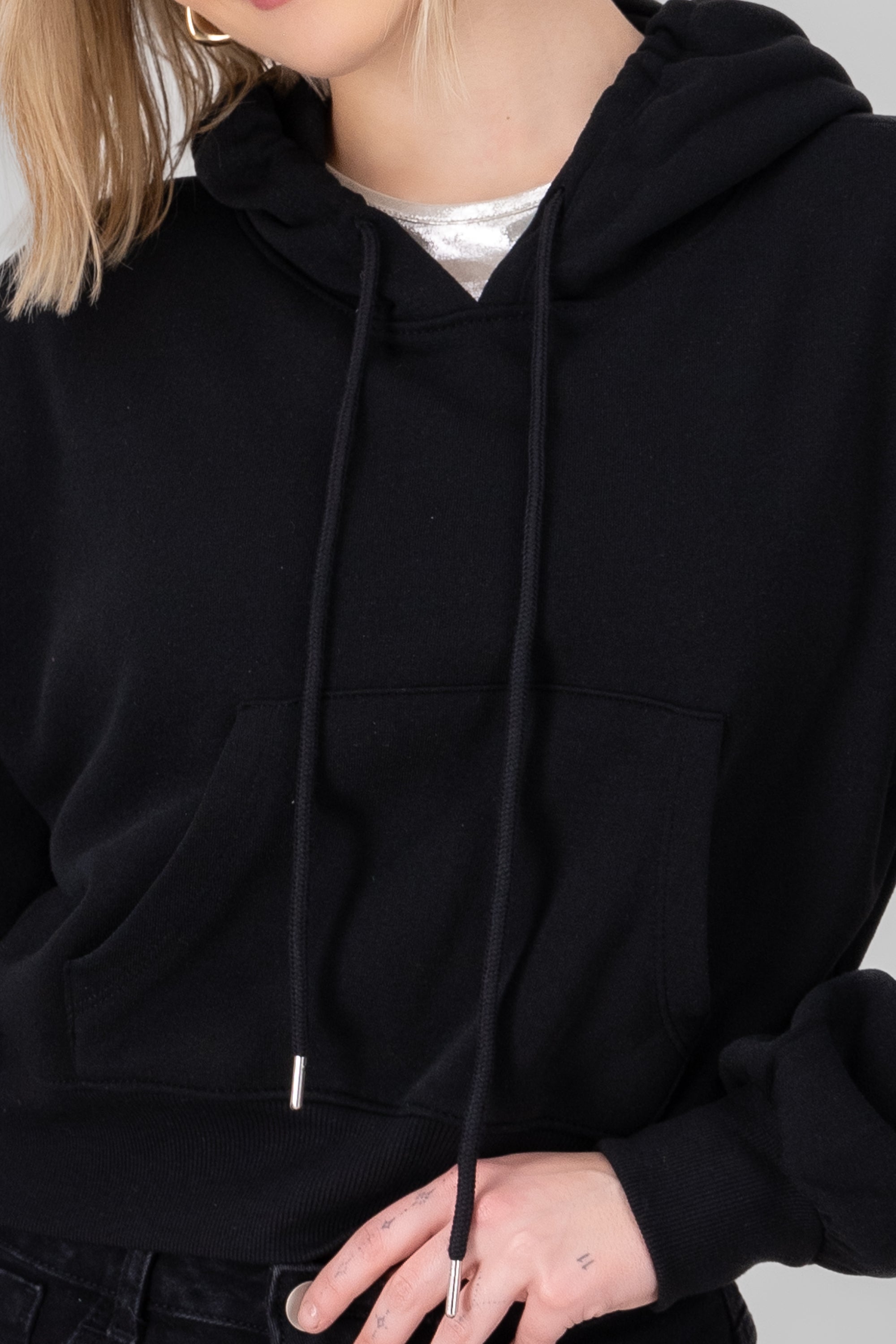 Sudadera lisa corta NEGRO