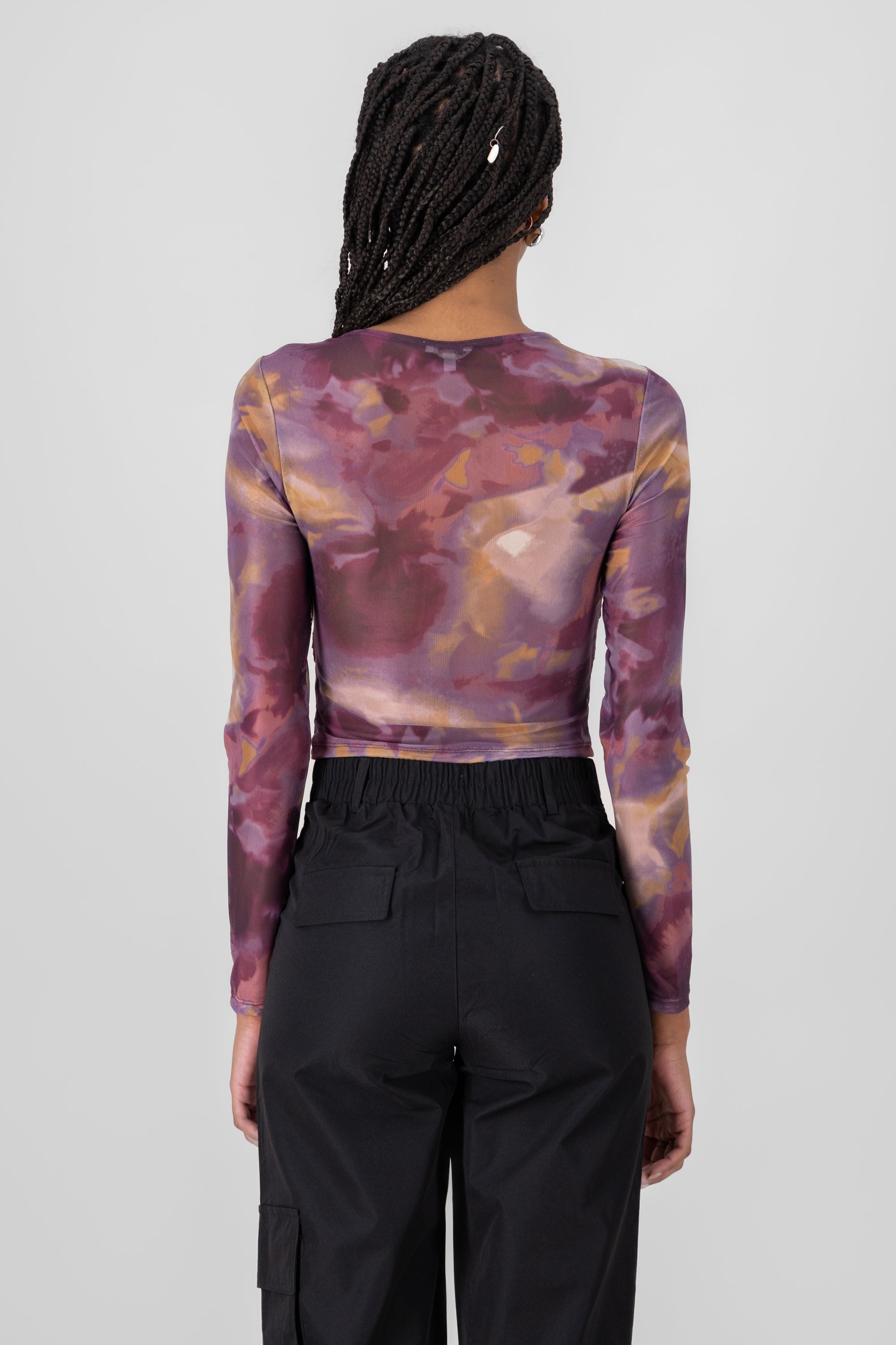 Degraded mesh top with long sleeve Purple combo