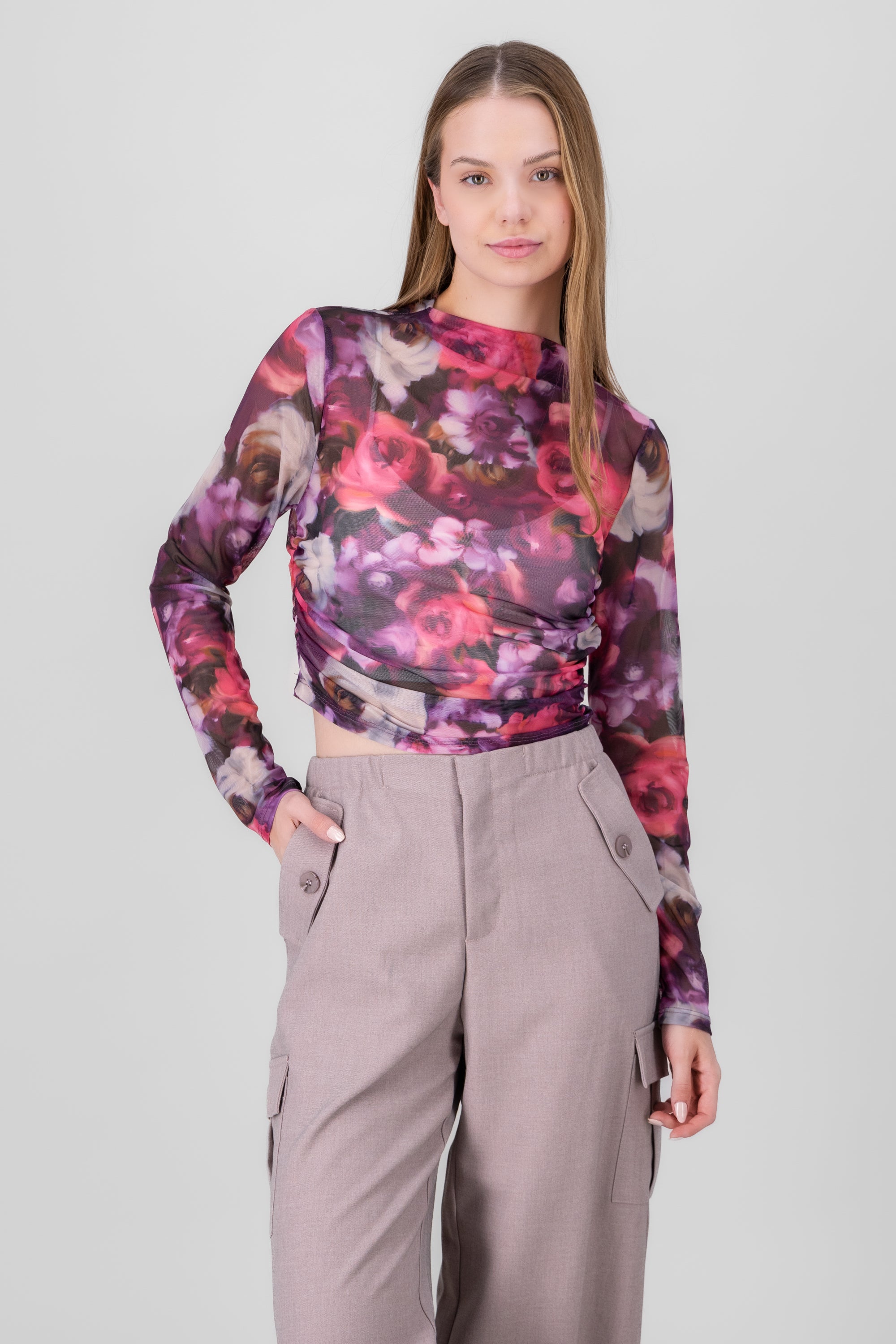 Top Long sleeve print Purple combo