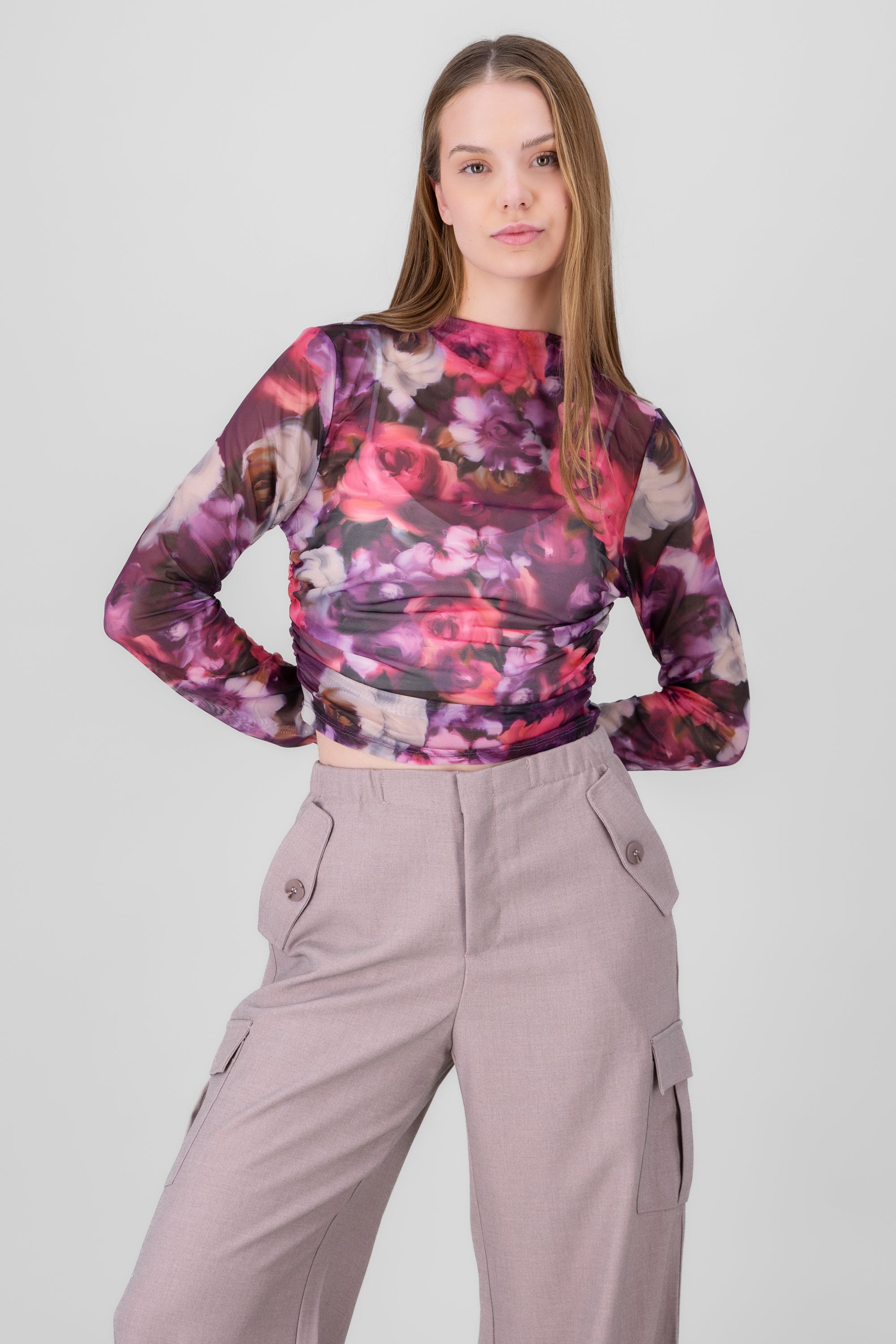 Top Long sleeve print Purple combo