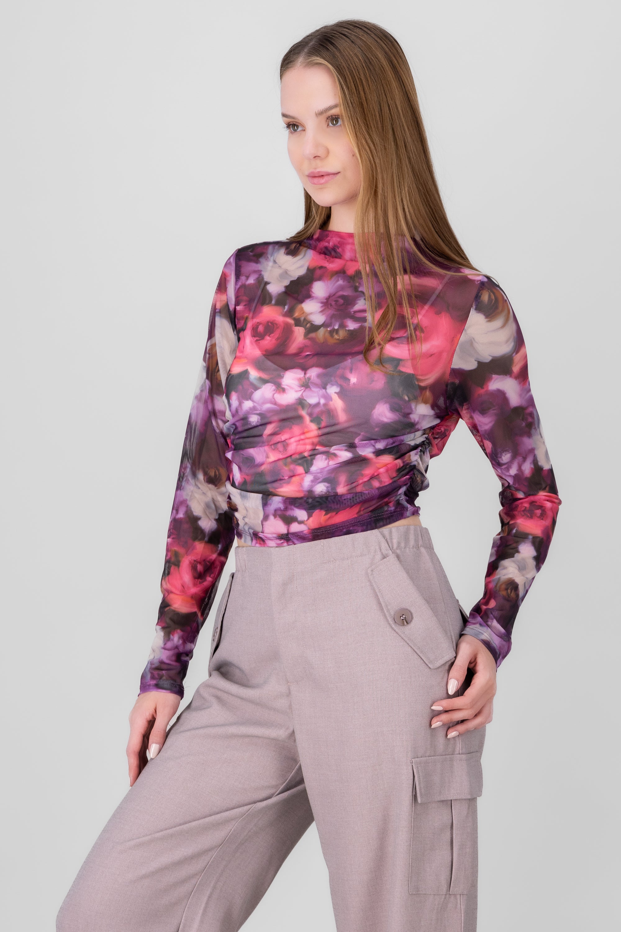 Top Long sleeve print Purple combo