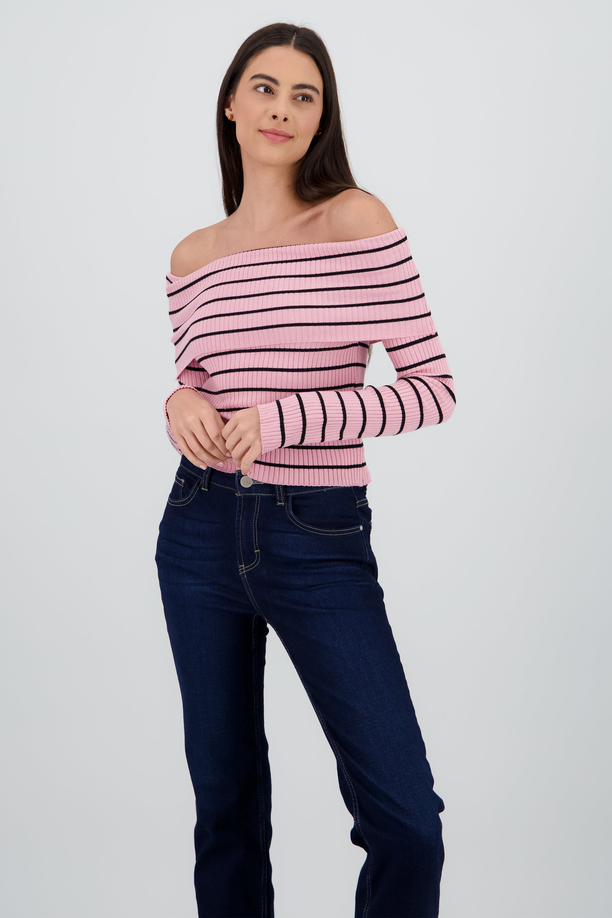 Top rayas sin hombros ROSA COMBO