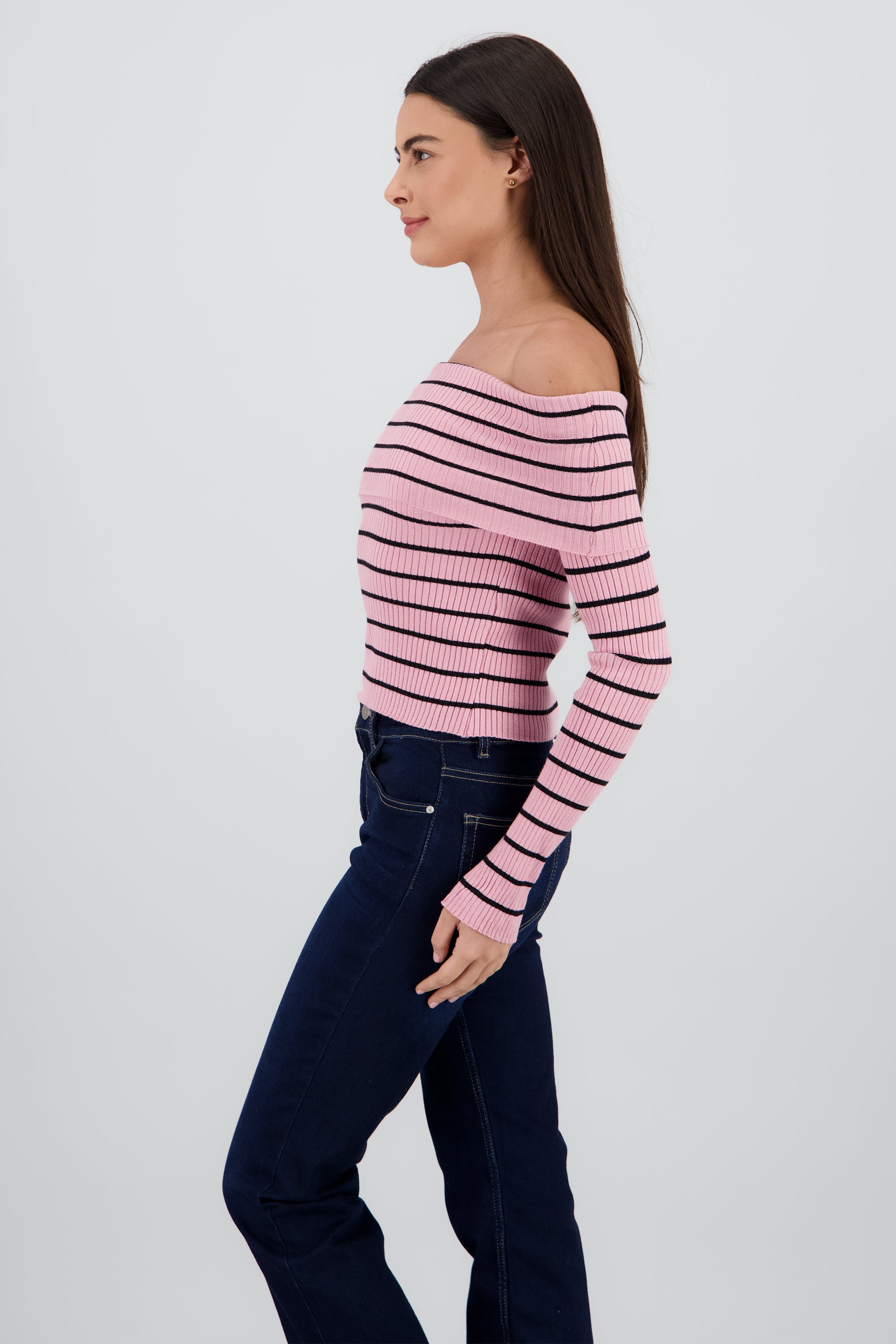 Top rayas sin hombros ROSA COMBO