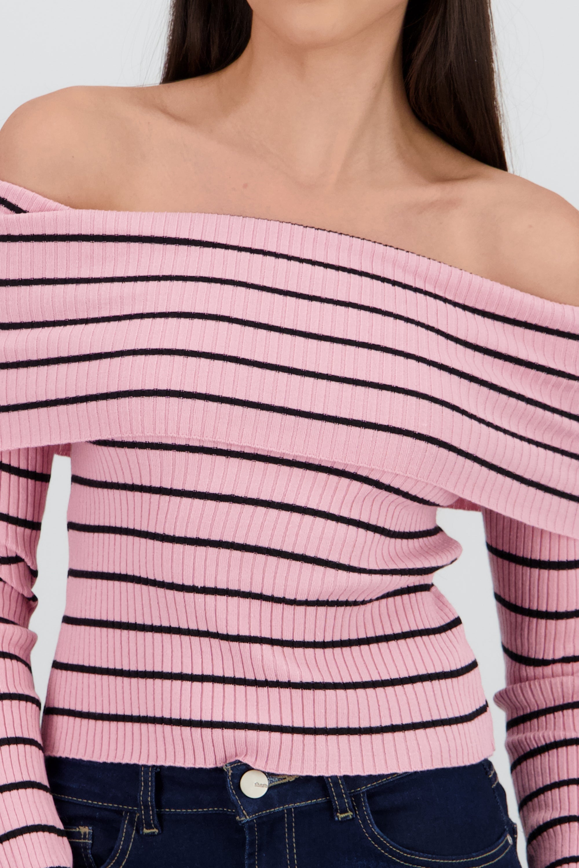 Top rayas sin hombros ROSA COMBO