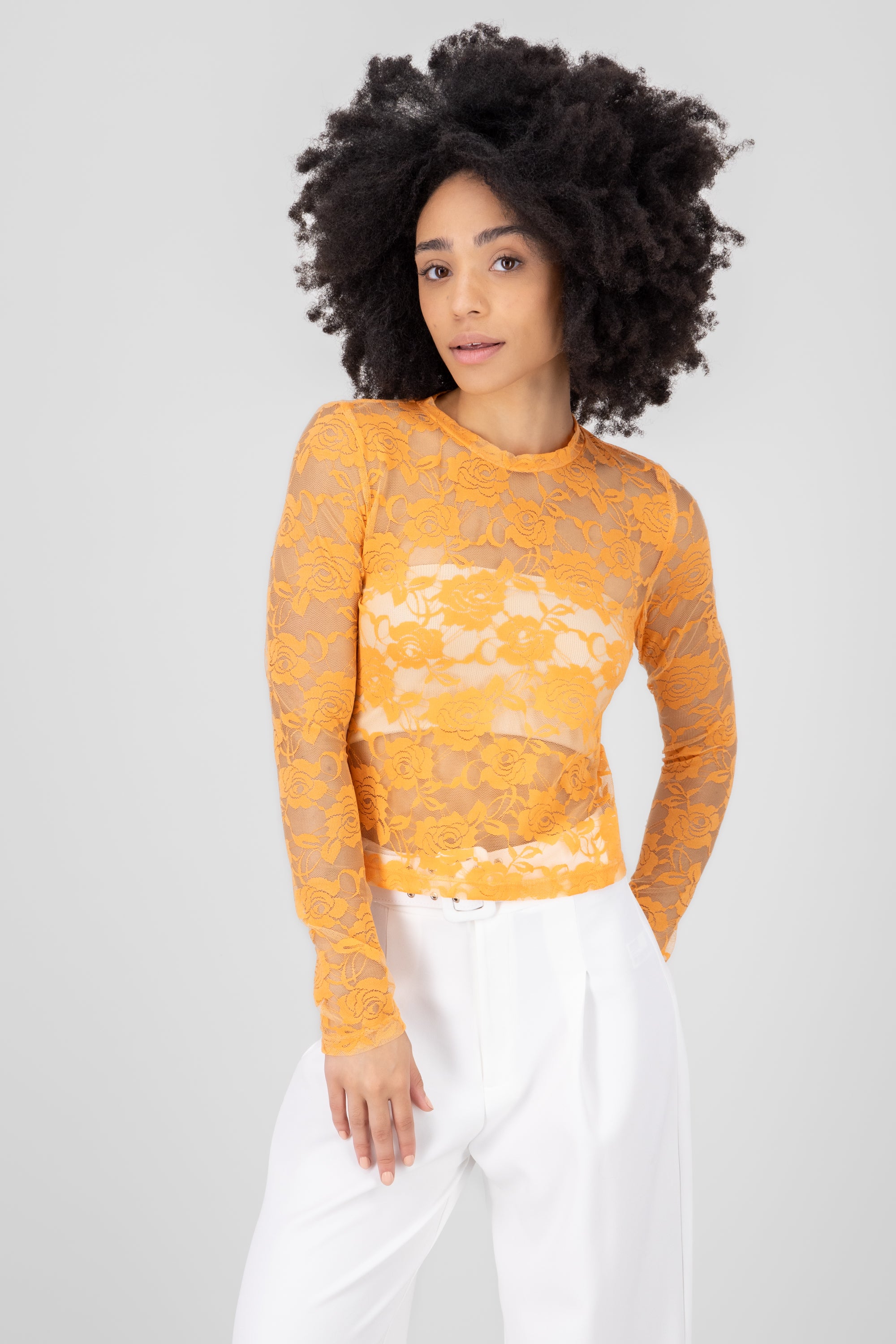 Top mesh rosas NARANJA BRILLANTE