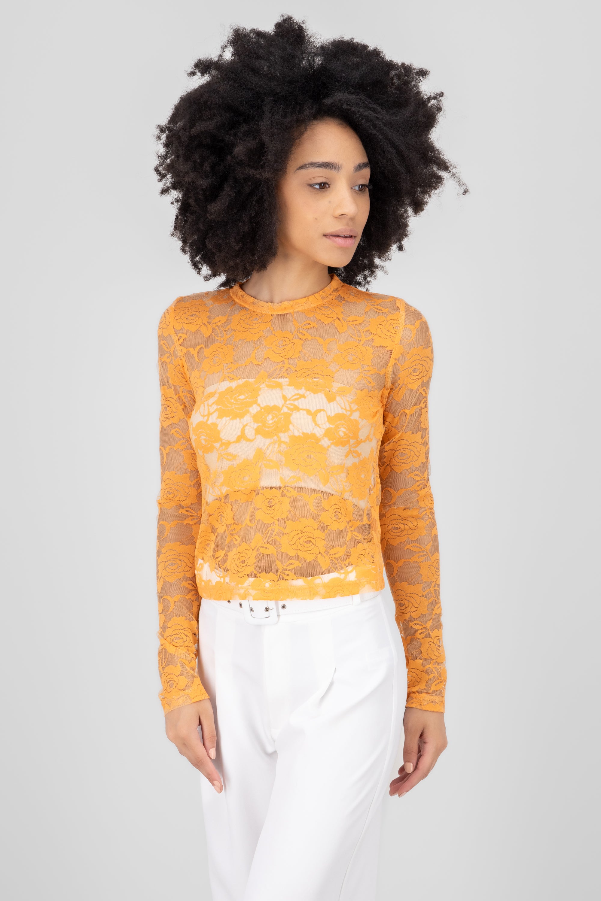 Top mesh rosas NARANJA BRILLANTE