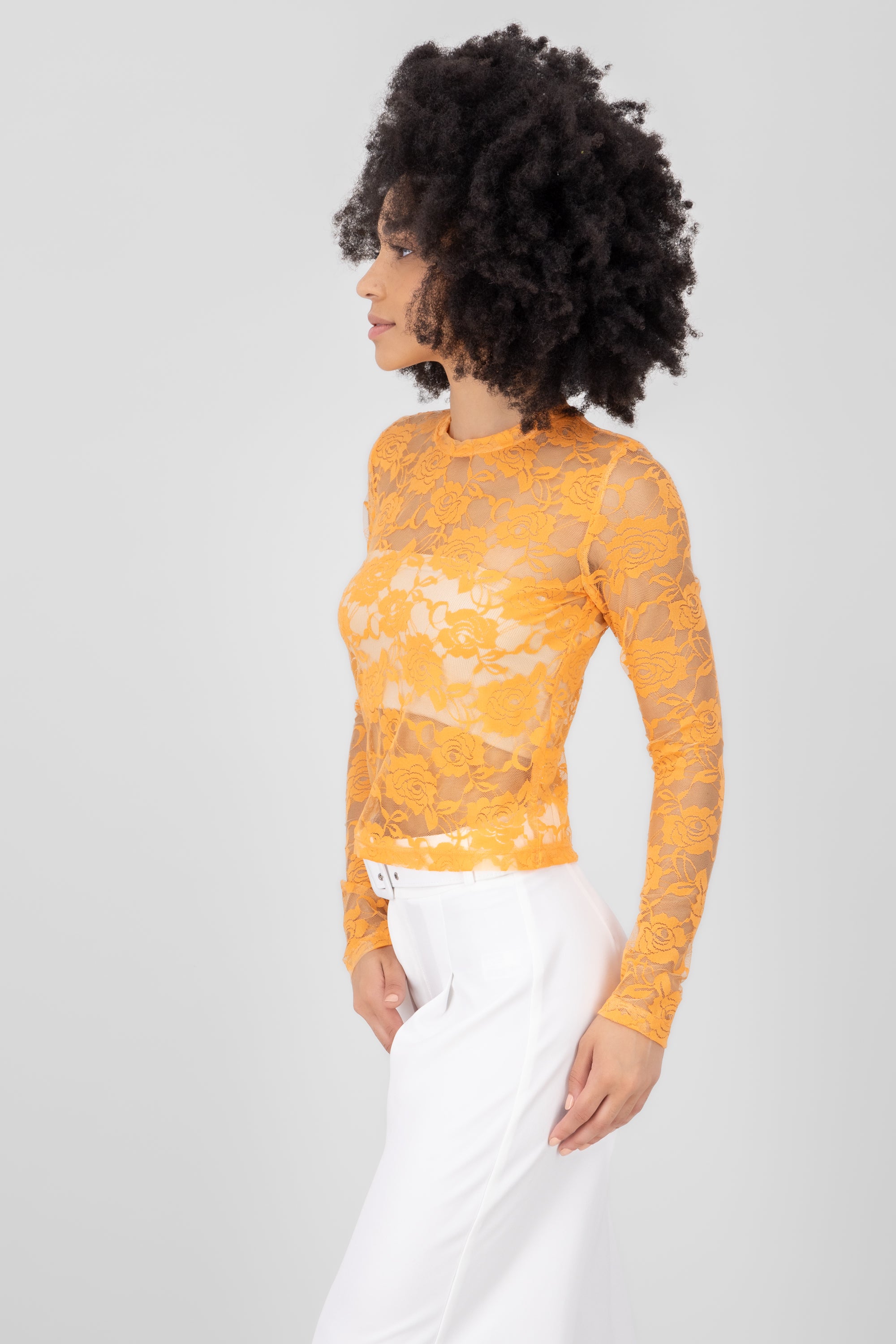 Top mesh rosas NARANJA BRILLANTE