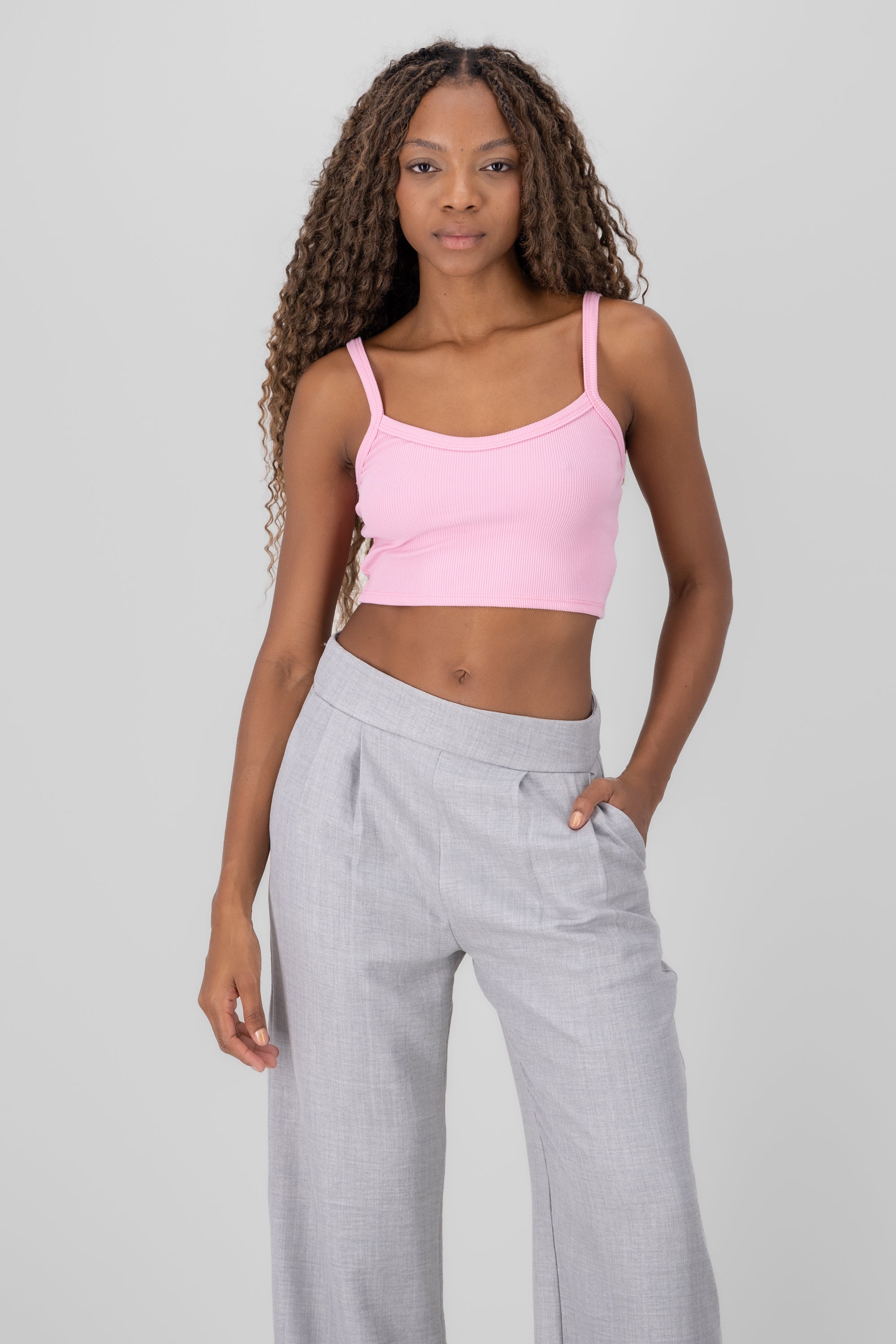 Top crop tirantes ROSA