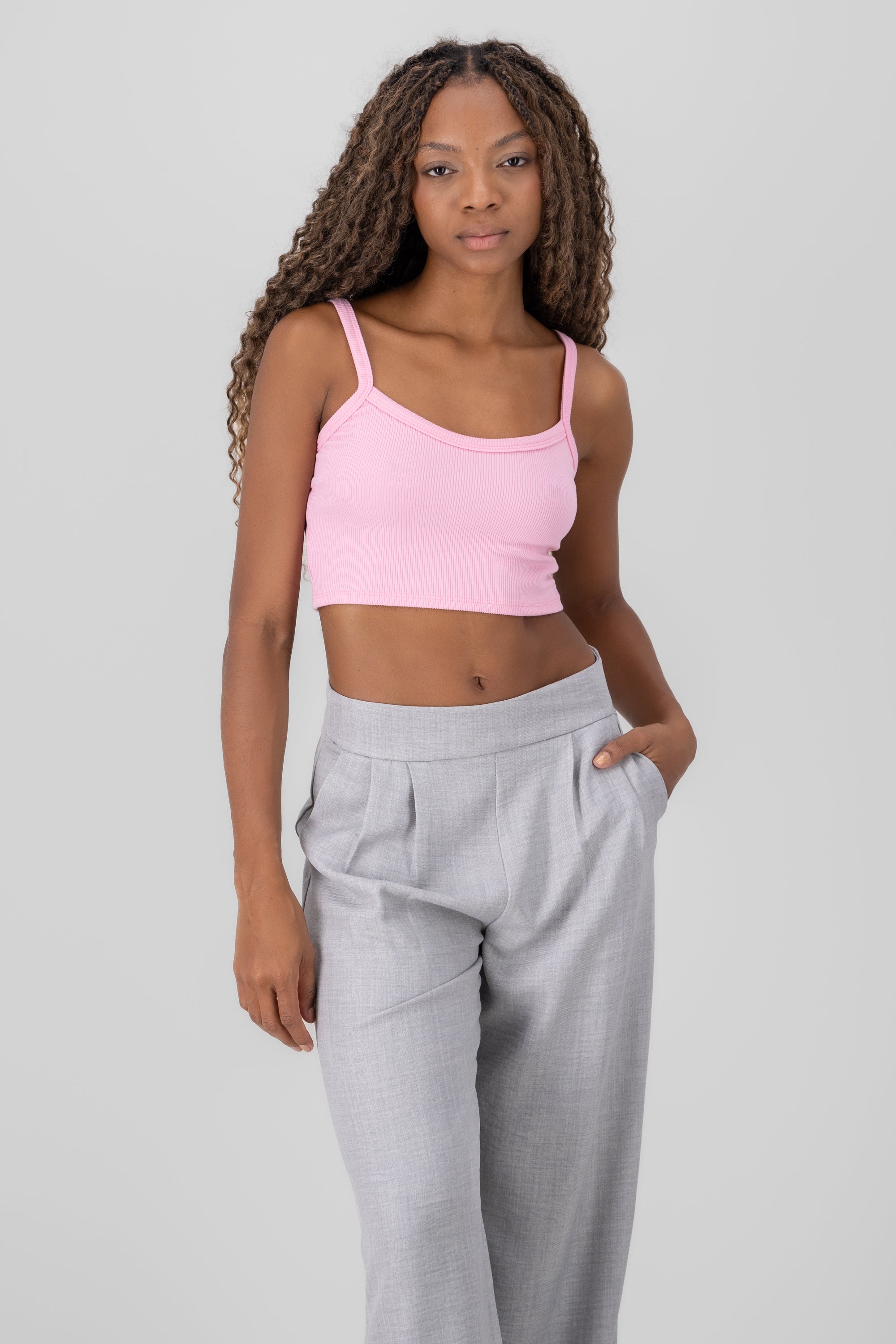 Top crop tirantes ROSA
