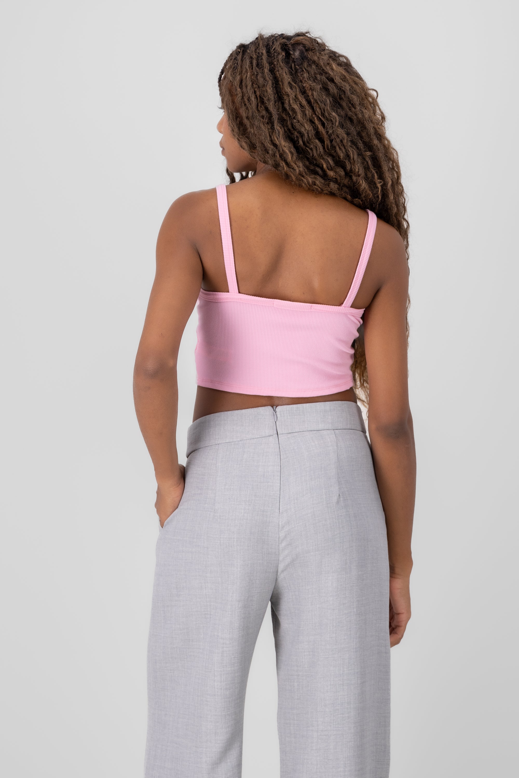 Top crop tirantes ROSA