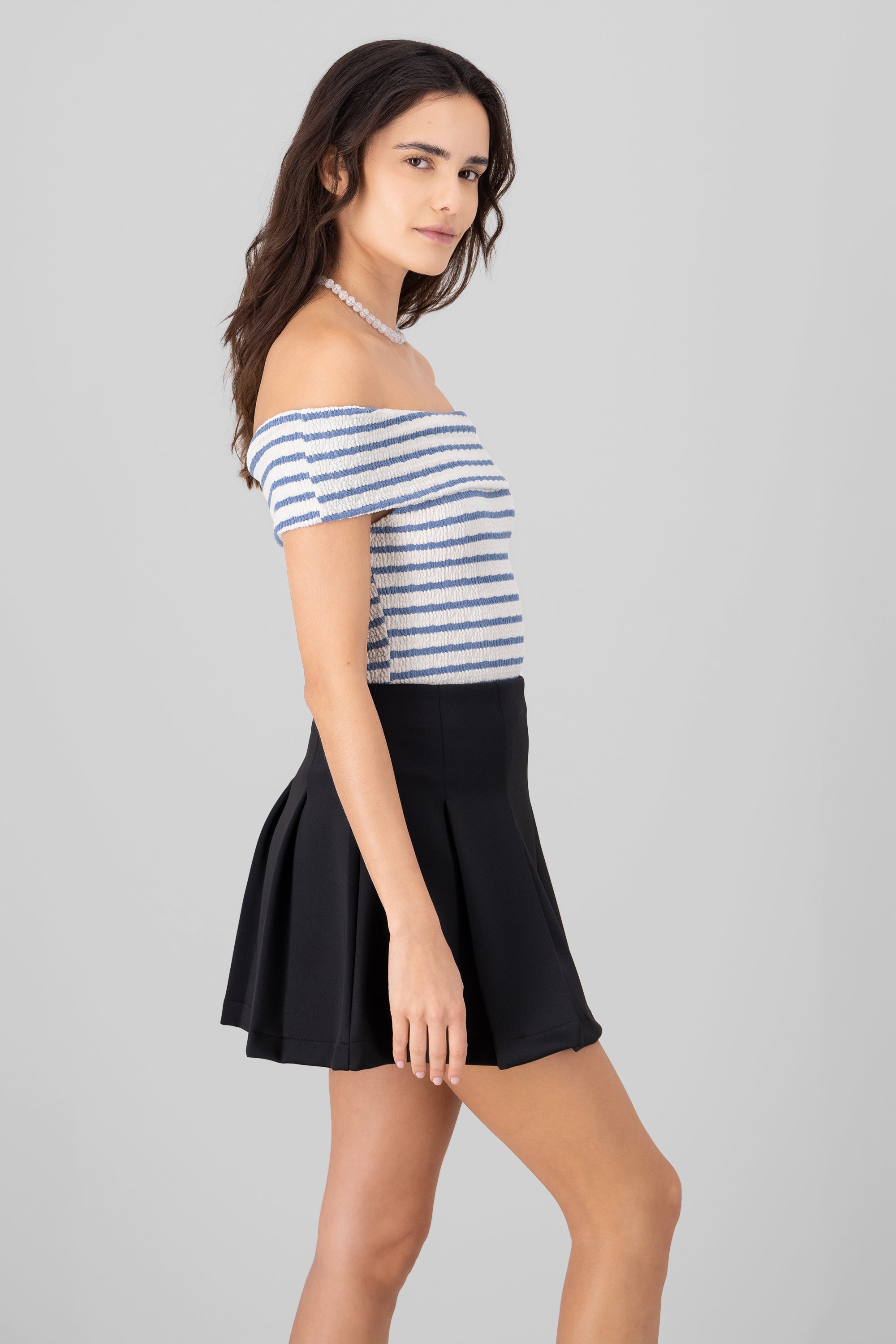 Top stripes shoulder -free Marino Combo