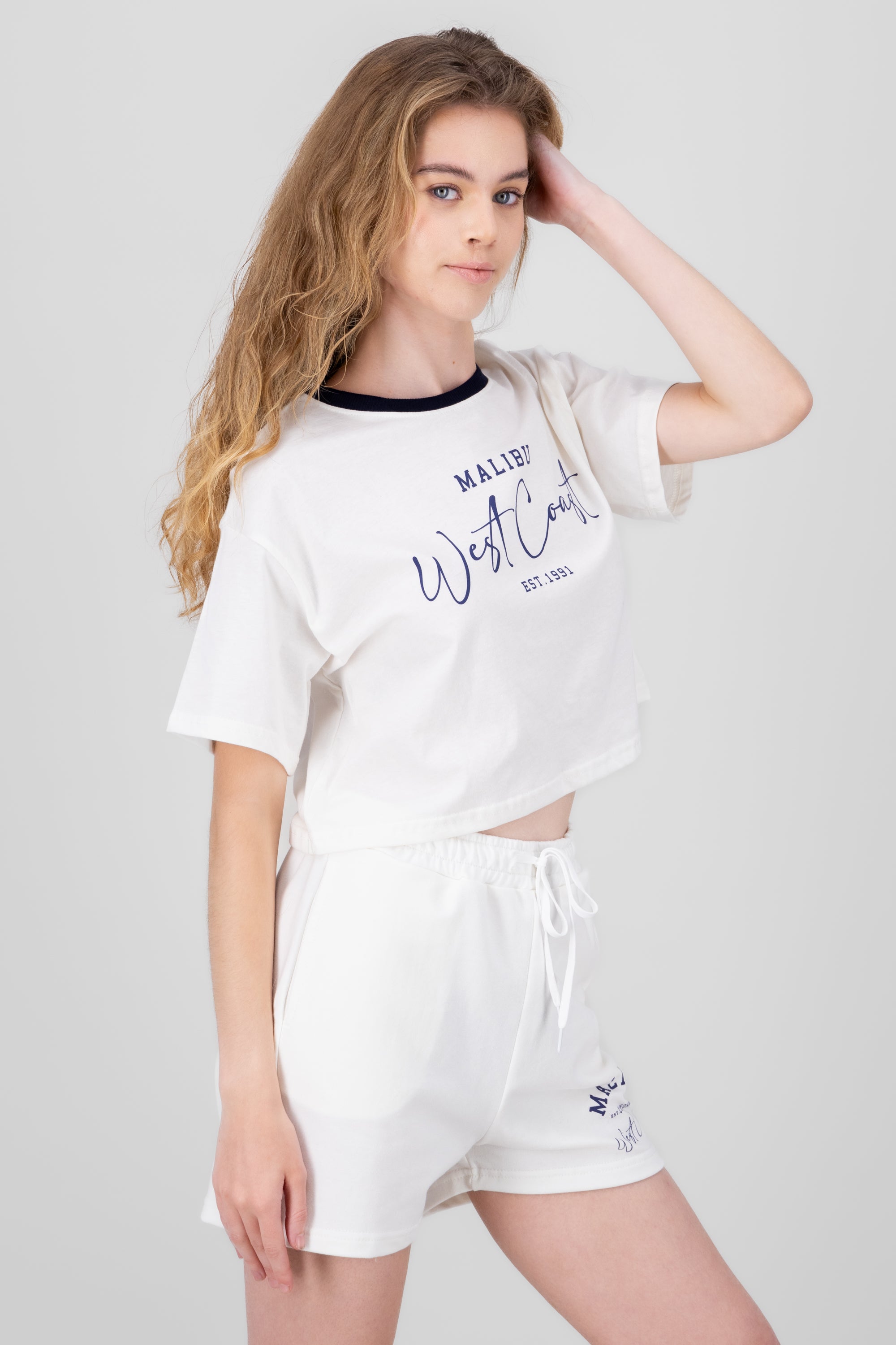 Playera estampado malibu BLANCO