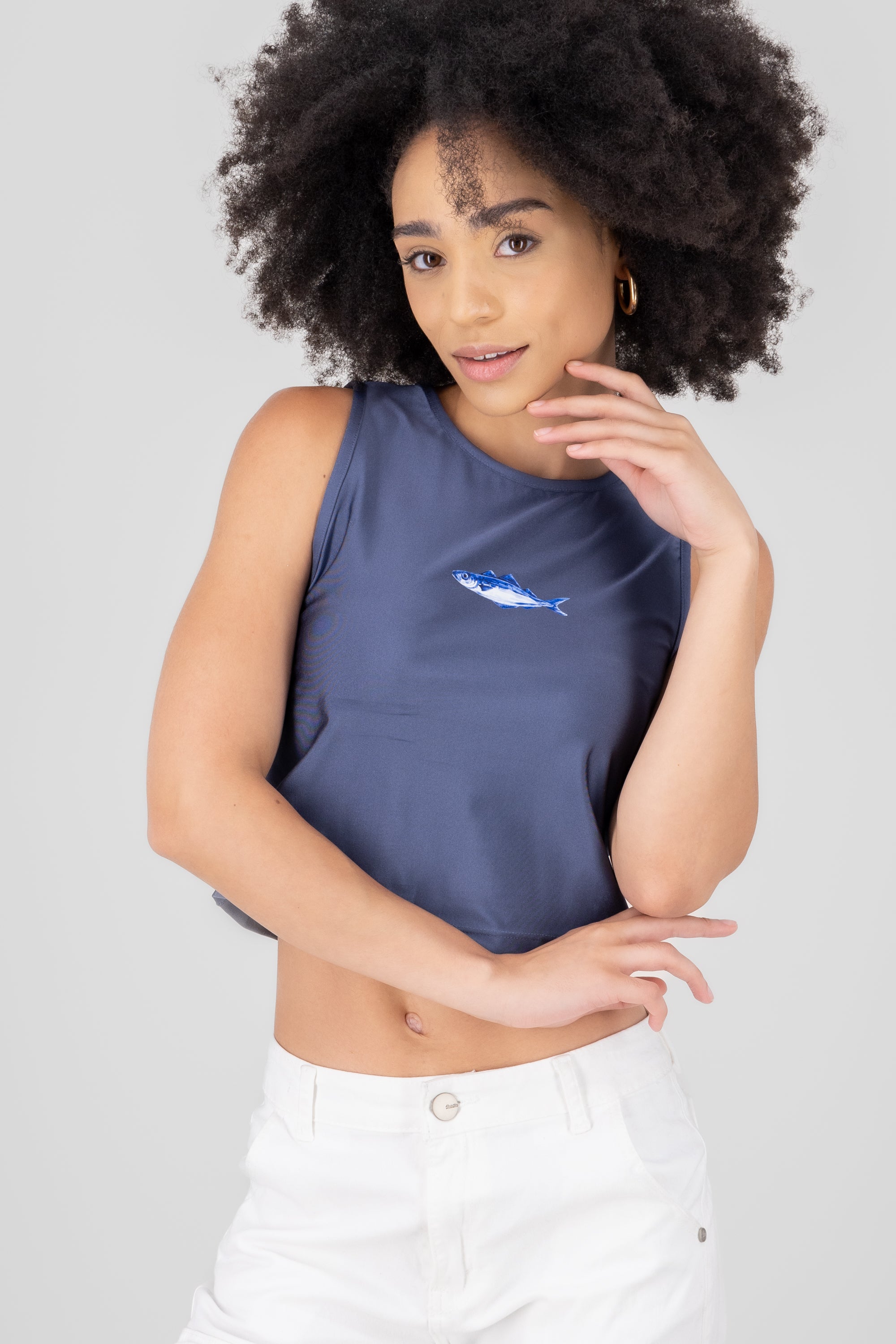 Top patterned fish INDIGO
