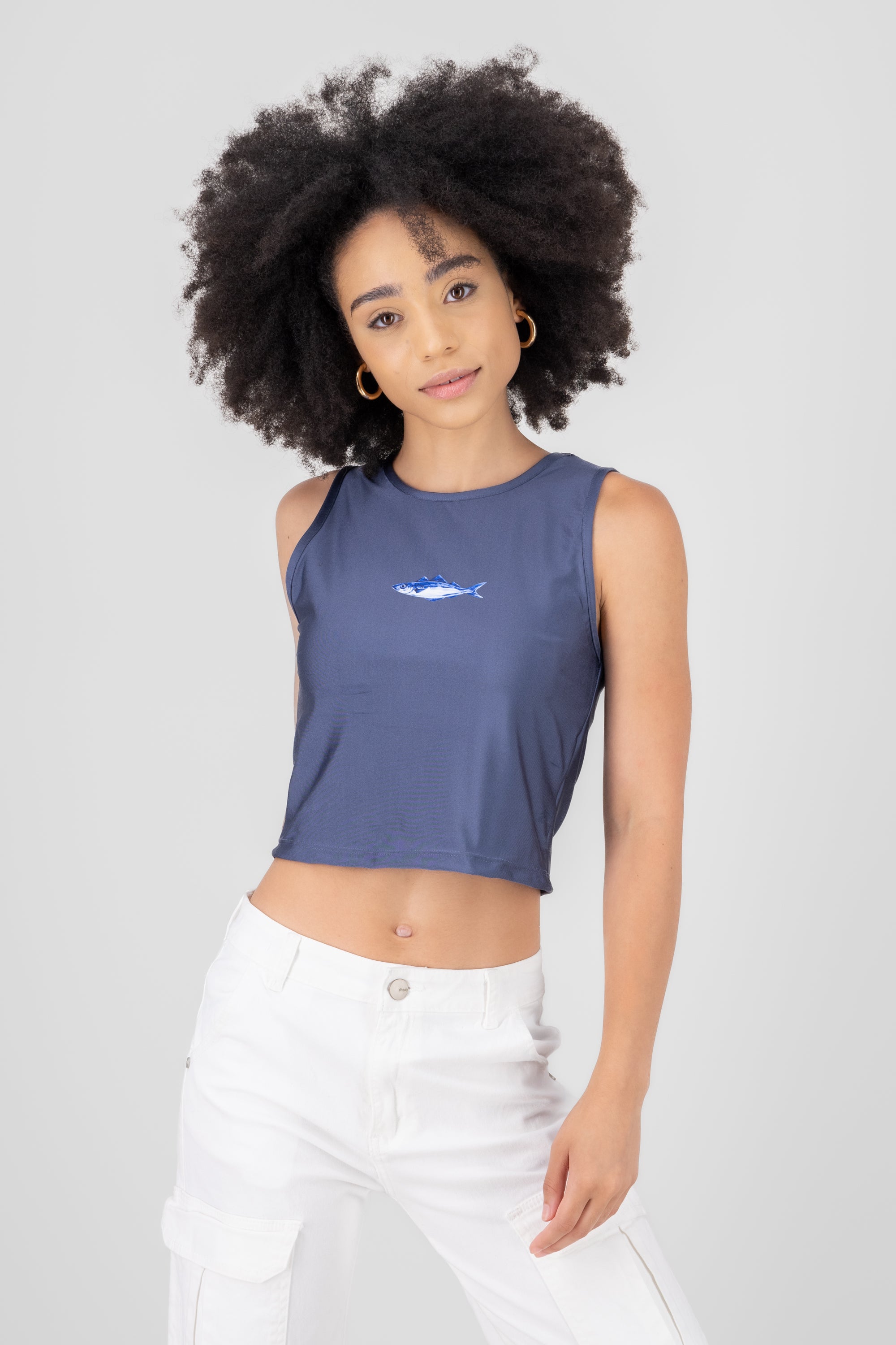 Top patterned fish INDIGO