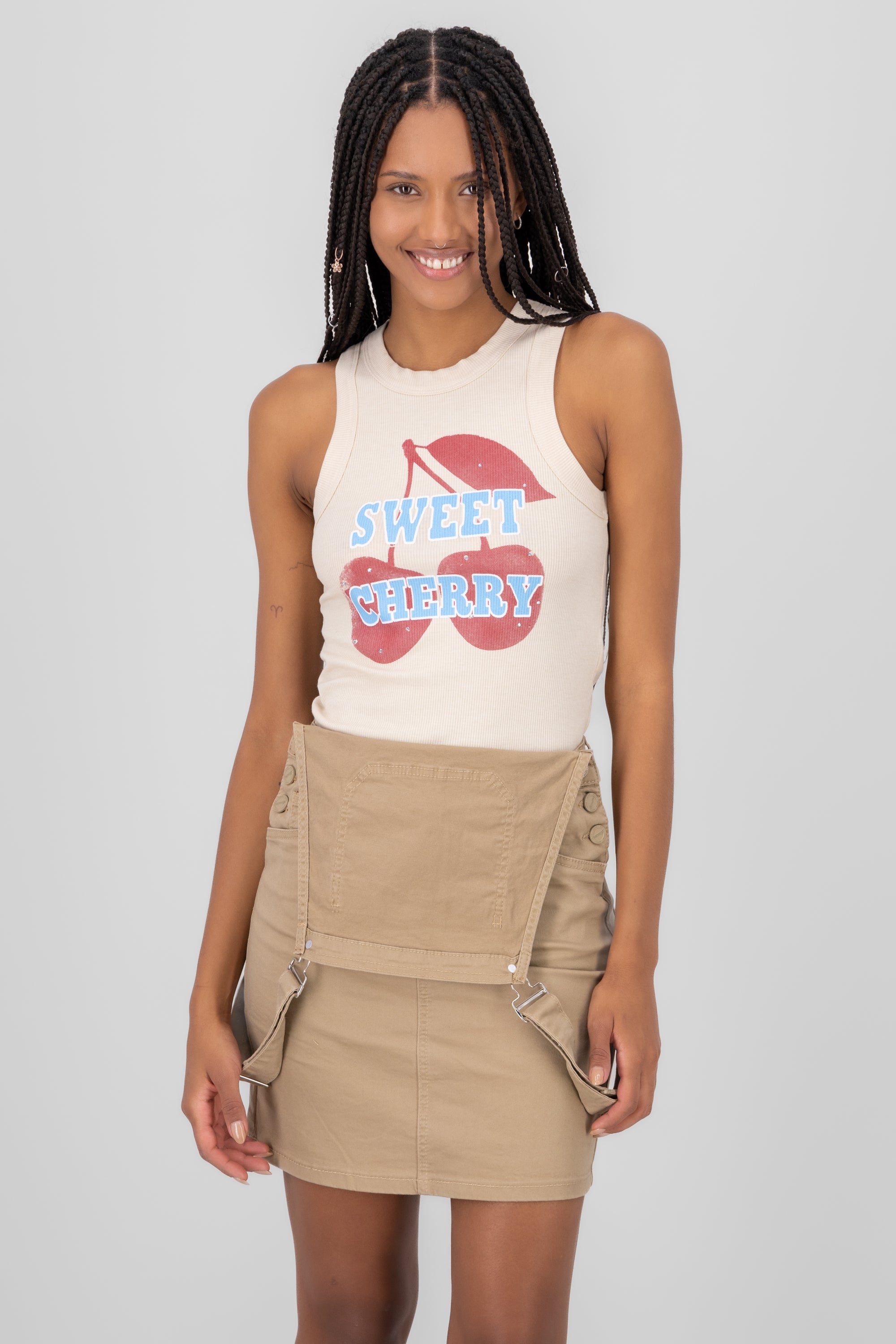 Top Rib Printed Cherrys SAND