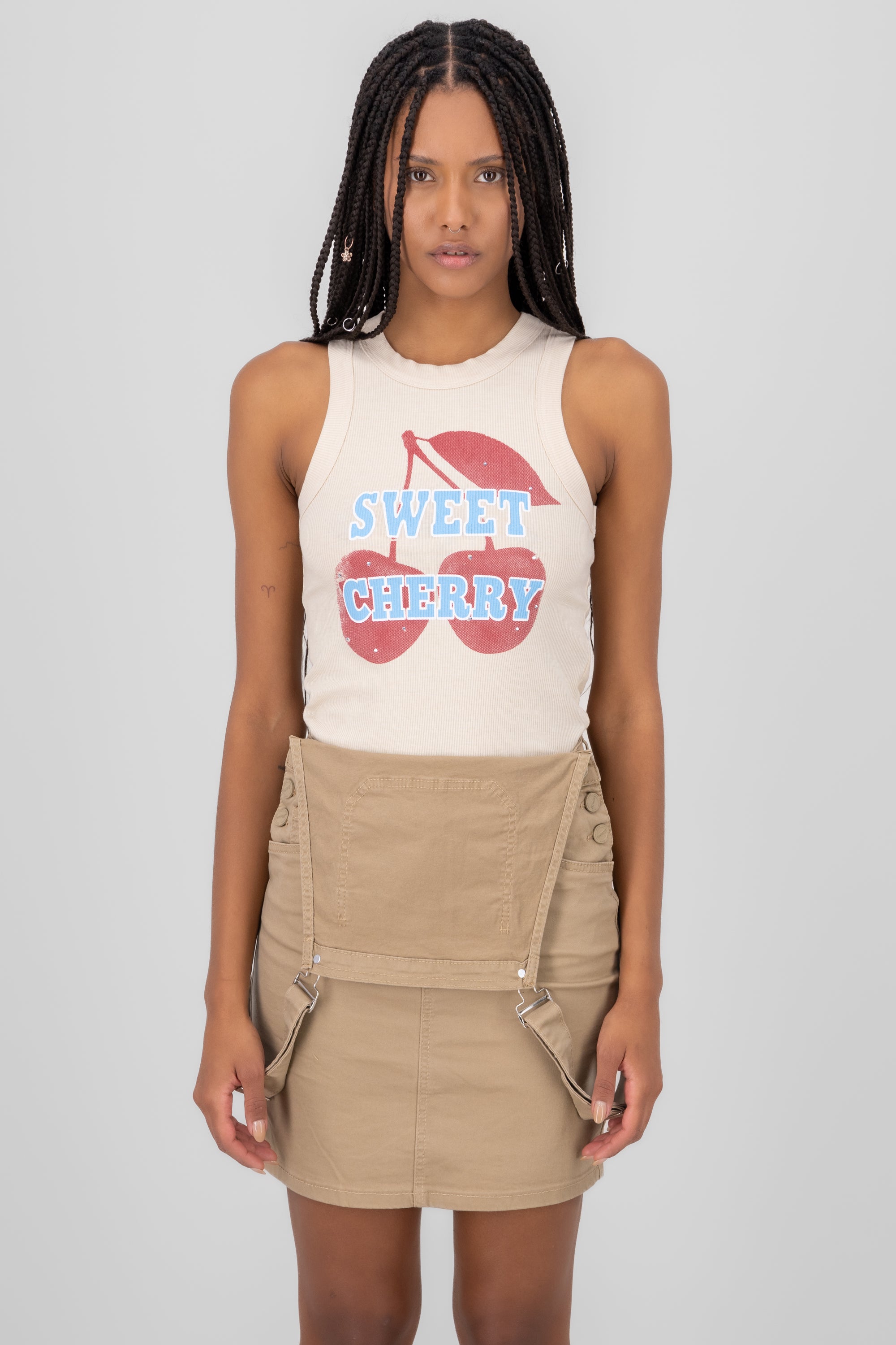 Top Rib Printed Cherrys SAND