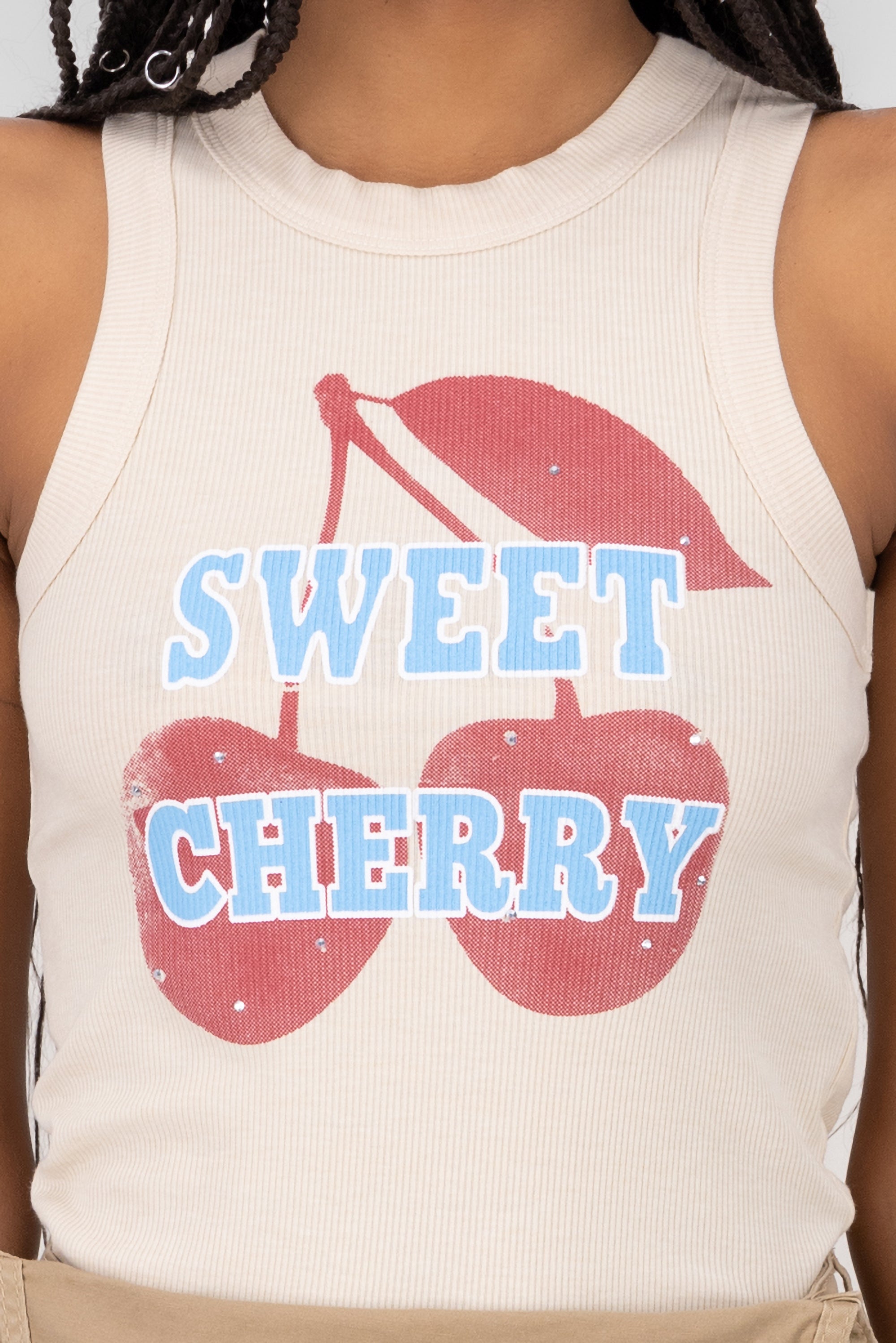 Top Rib Printed Cherrys SAND