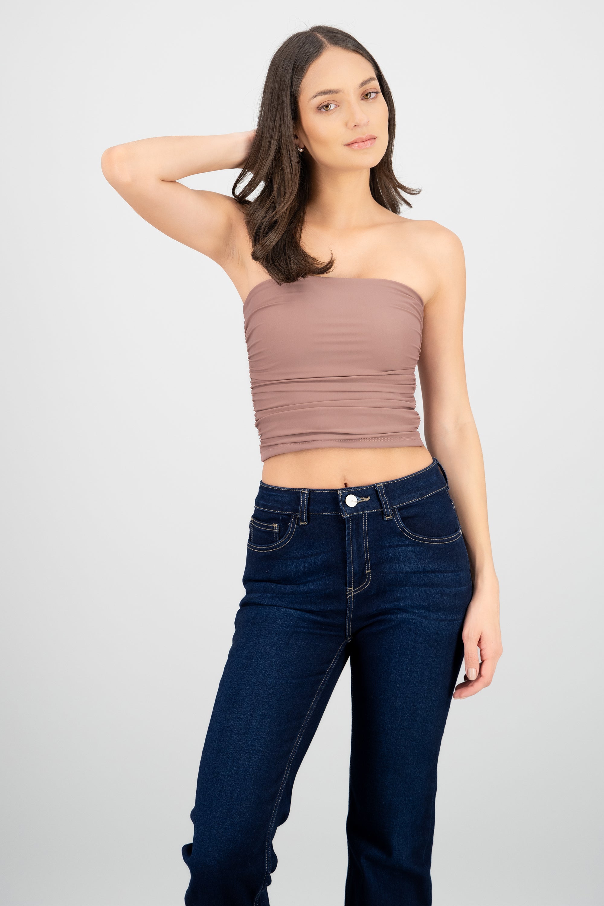 Top Tubo Strapless Drapeado TAUPE
