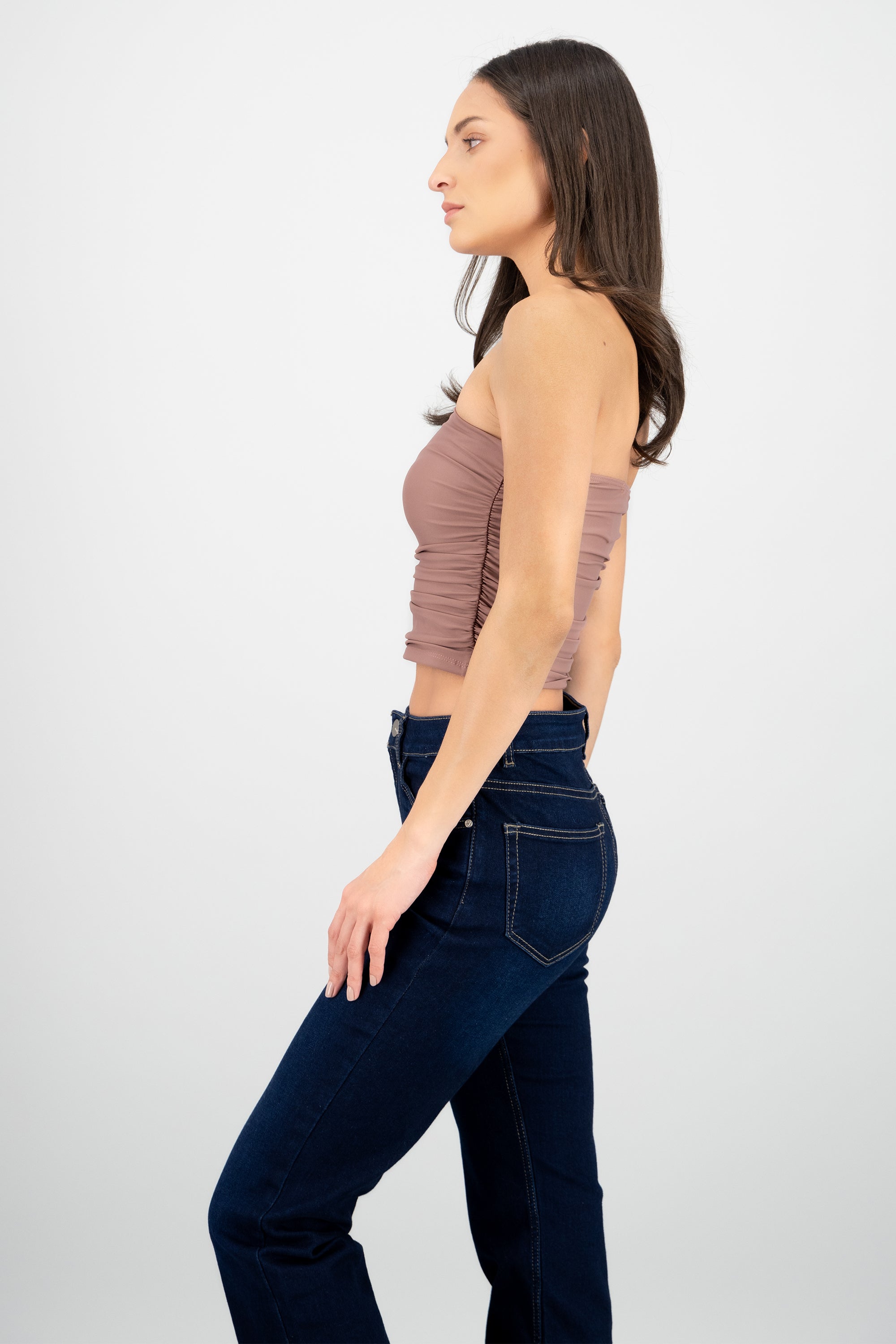 Top Tubo Strapless Drapeado TAUPE