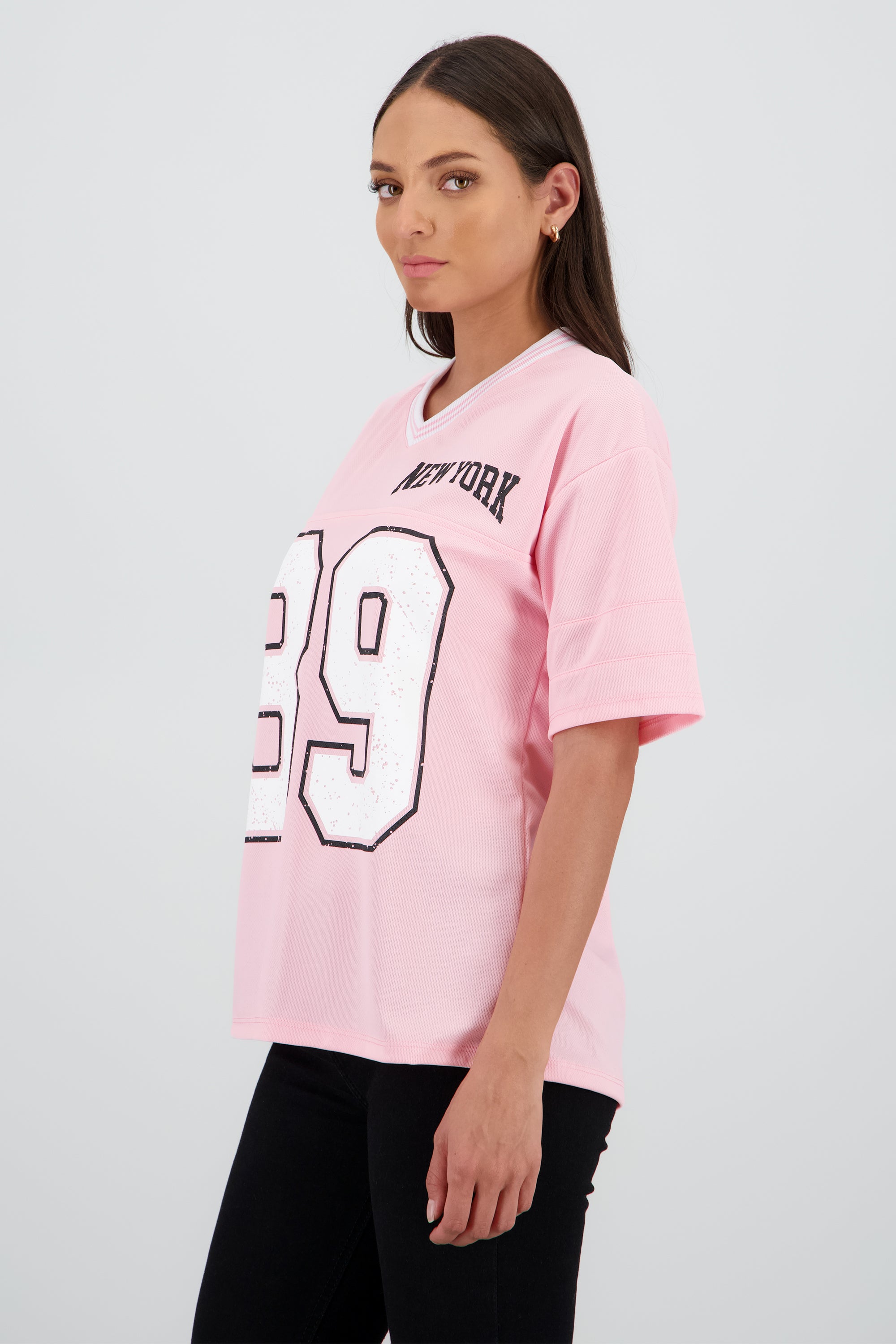 Playera oversize estampado numero ROSA PASTEL