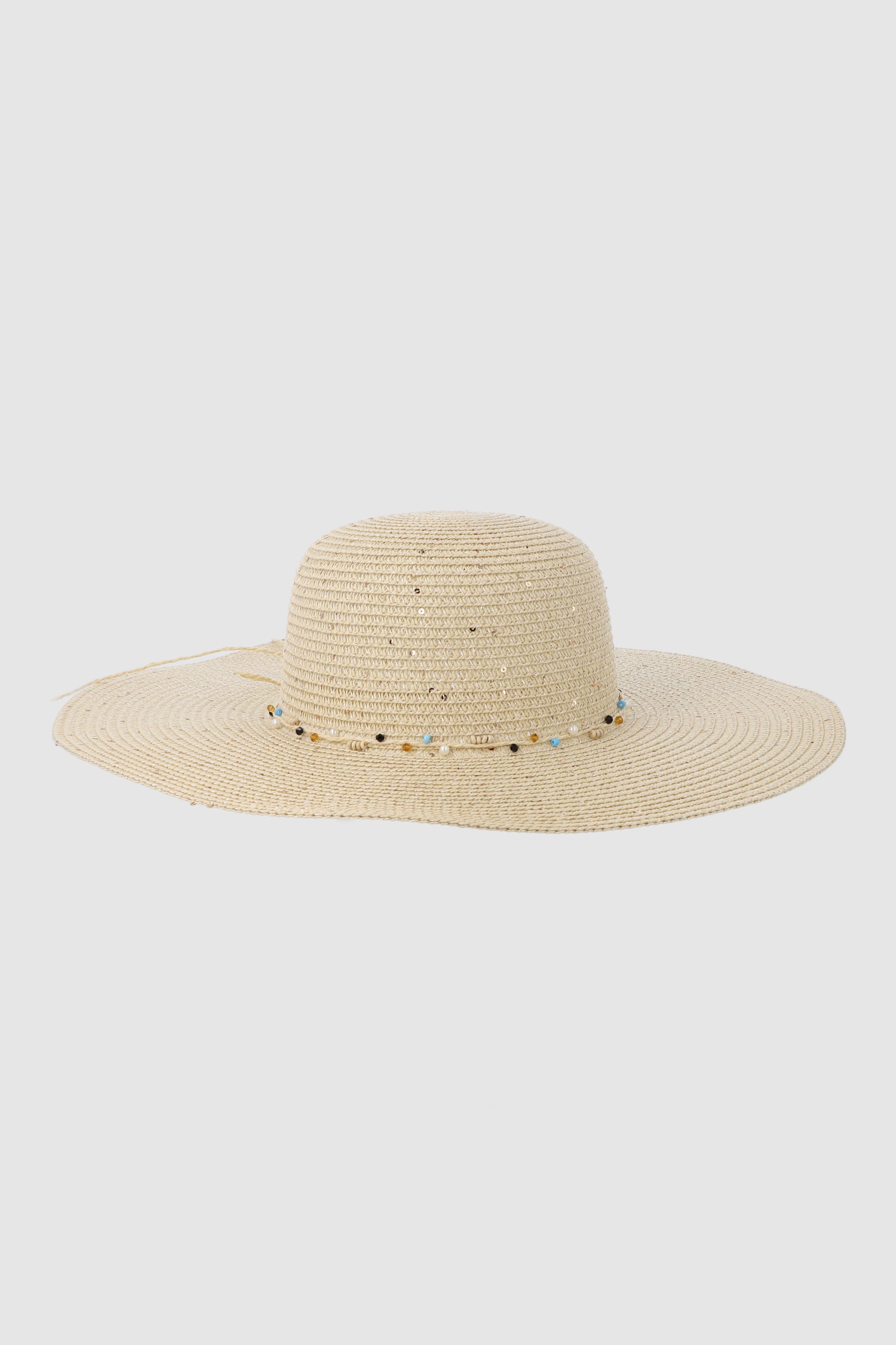 Sombrero playero tira charms BEIGE