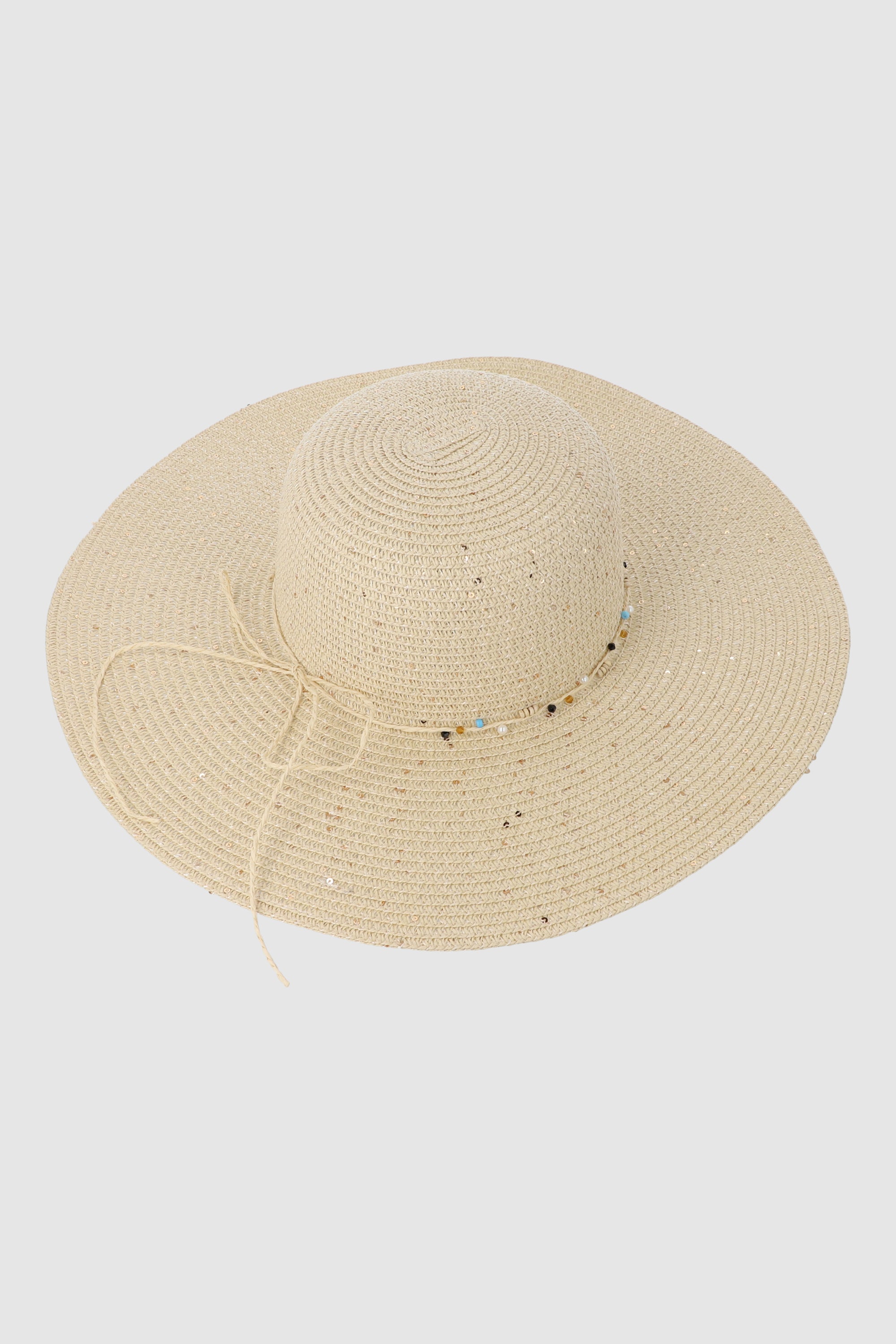 Sombrero playero tira charms BEIGE