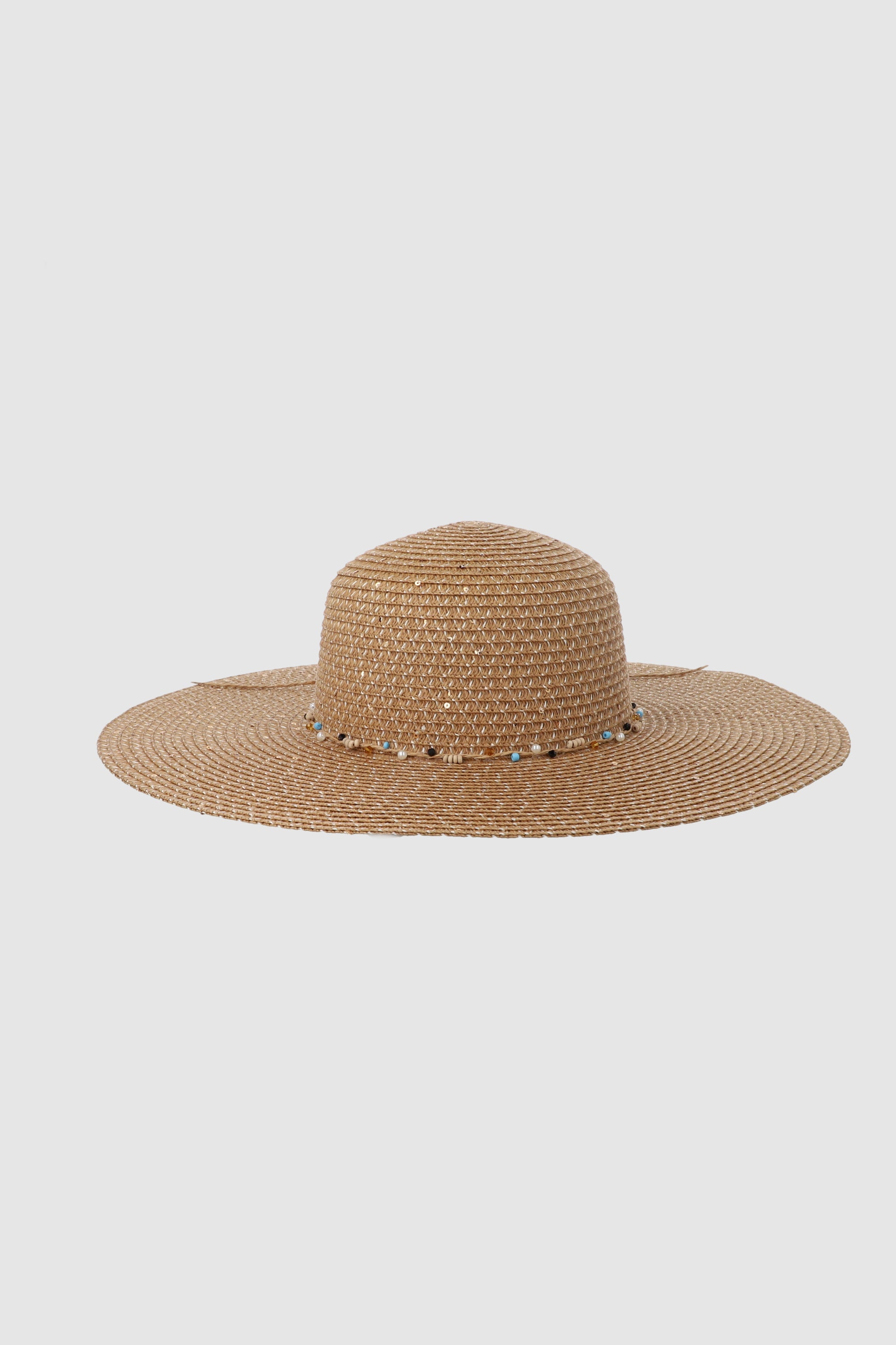 Sombrero playero tira charms TAN