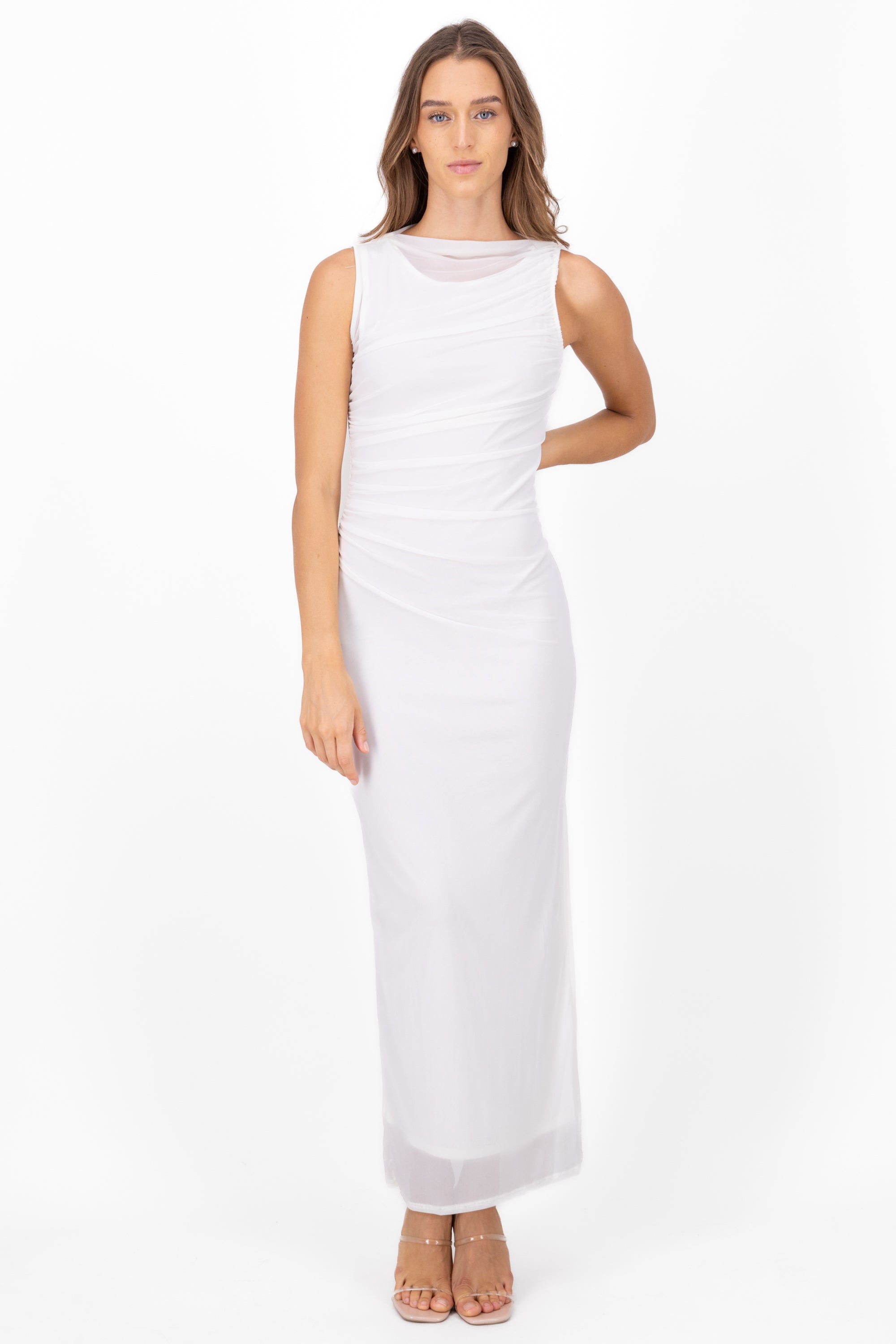 Vestido de mesh liso BLANCO