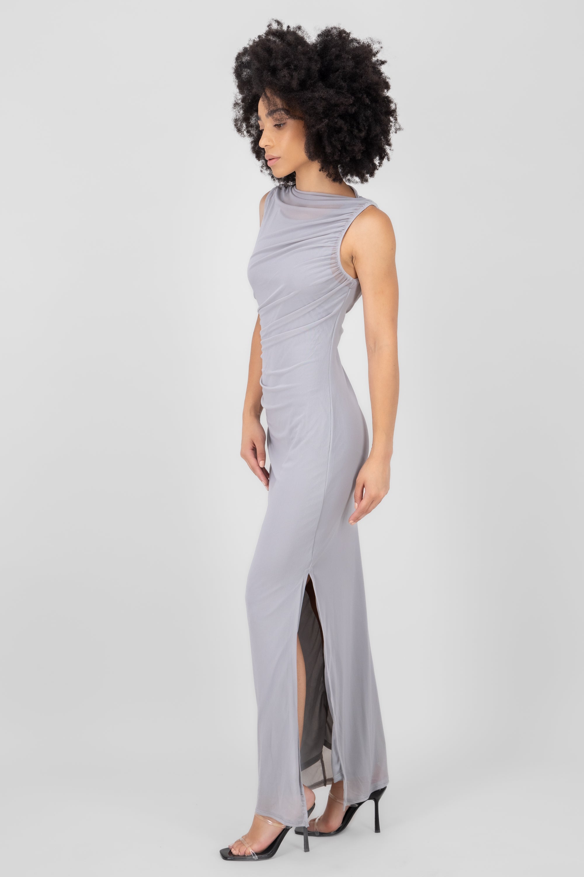 Vestido de mesh liso GRIS