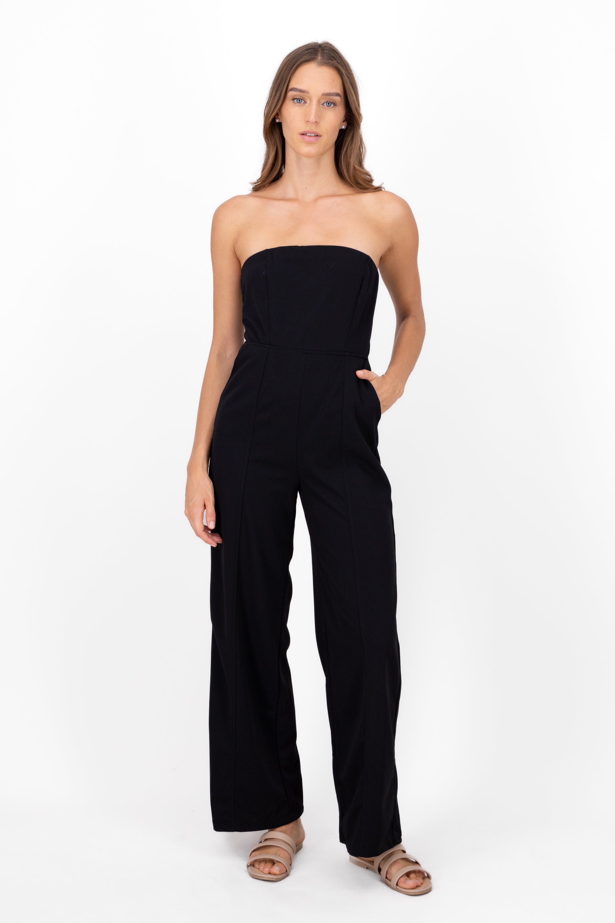 Jumpsuit strapless liso NEGRO