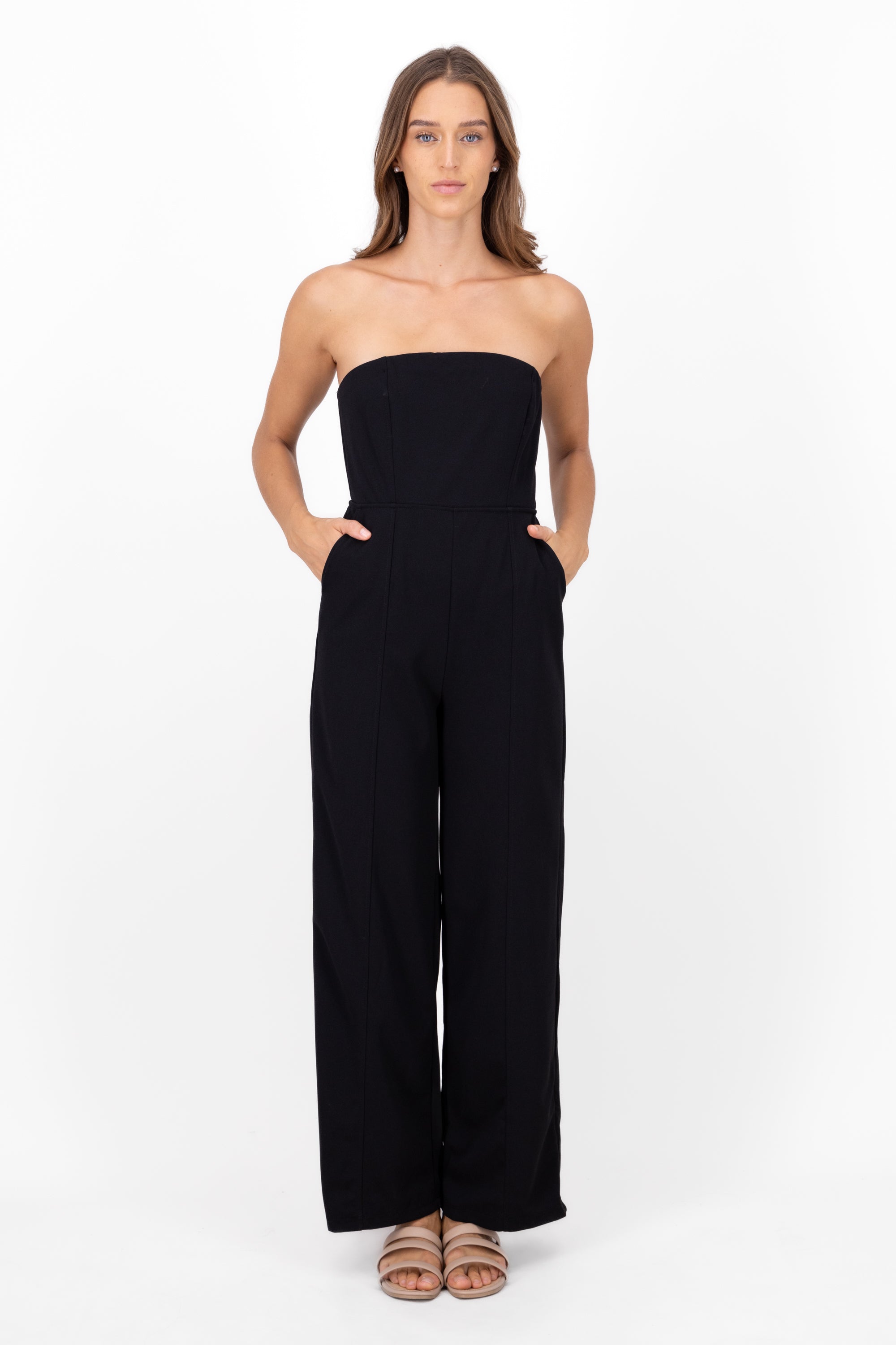 Jumpsuit strapless liso NEGRO