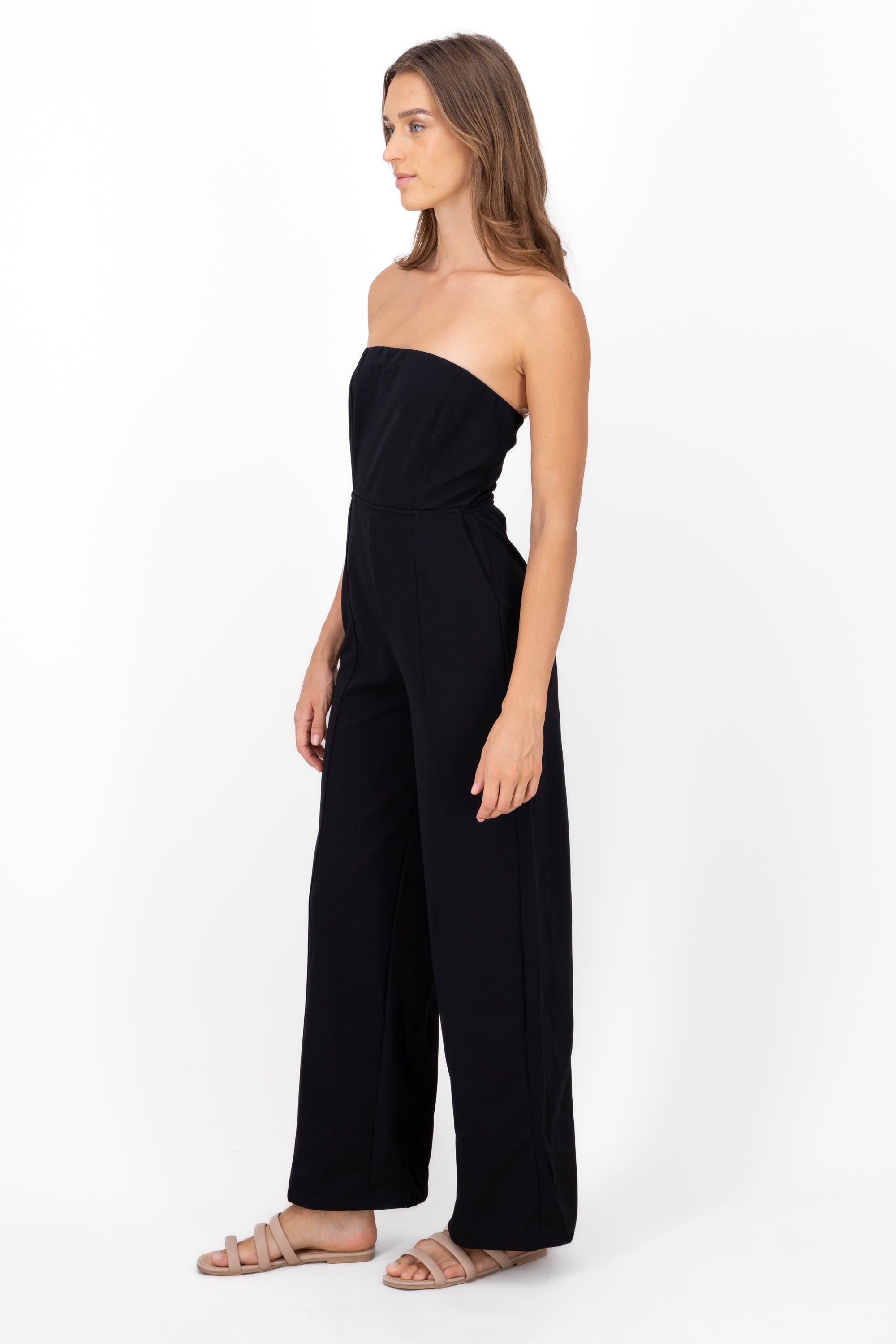 Jumpsuit strapless liso NEGRO