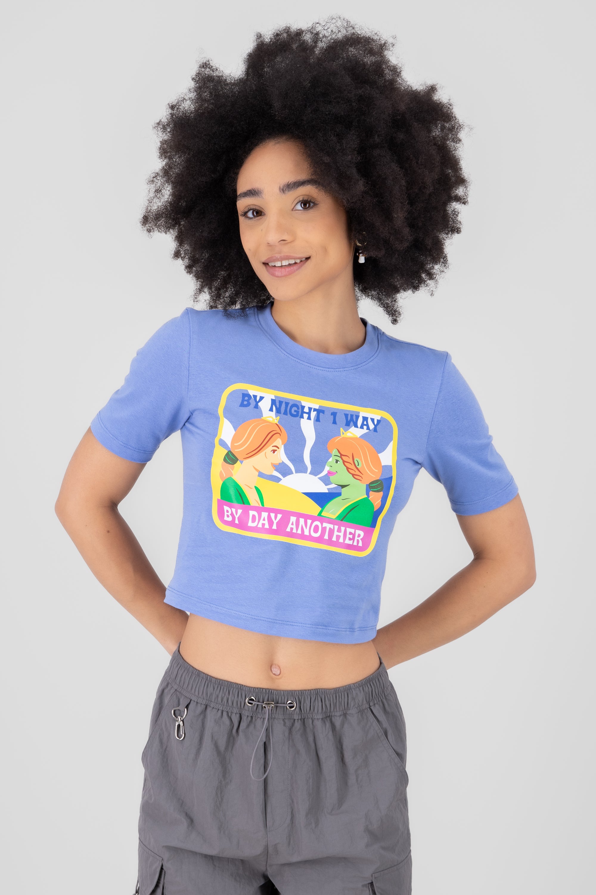 Crop top fiona manga corta AZUL