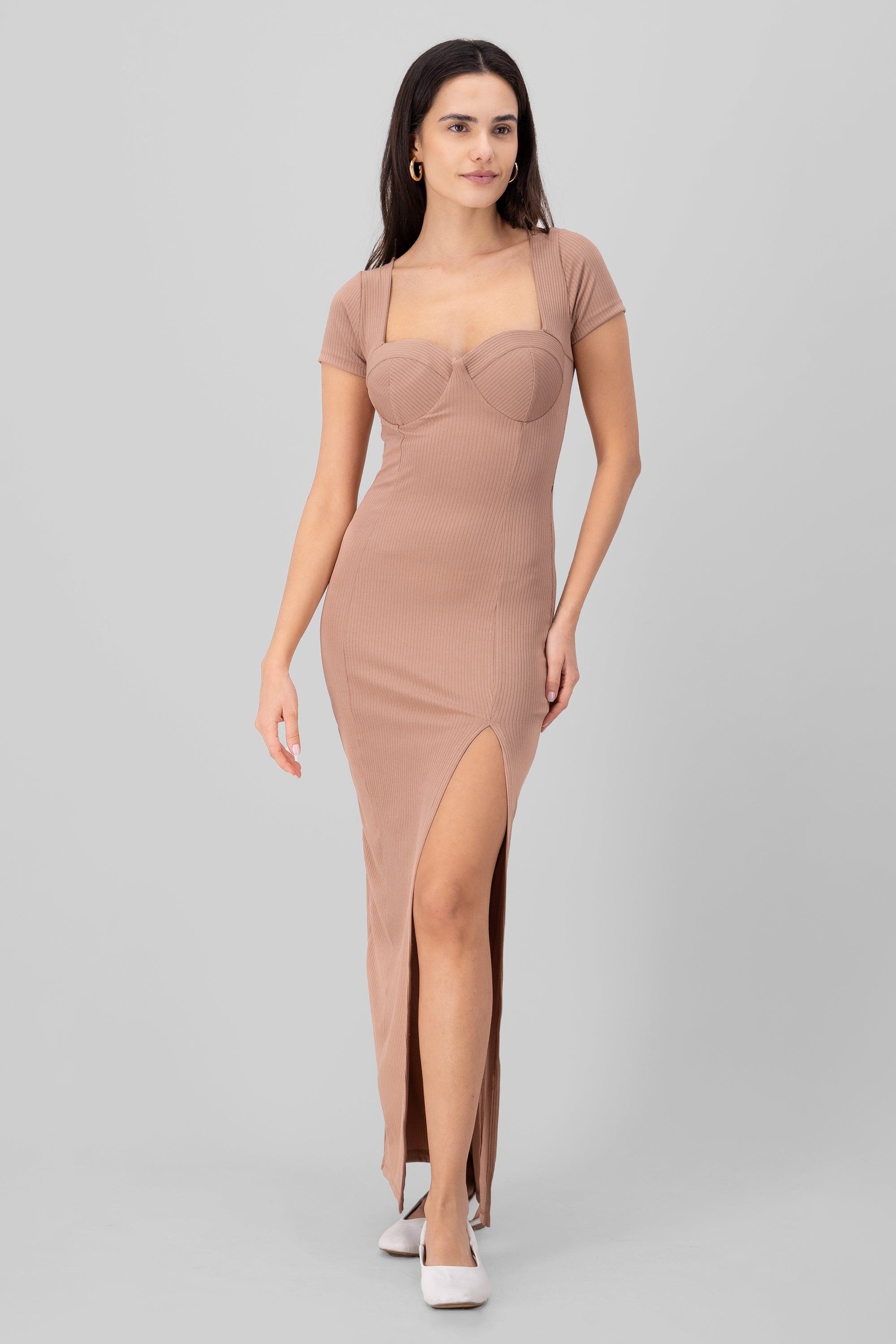 Maxi dress with smooth rib glasses SO