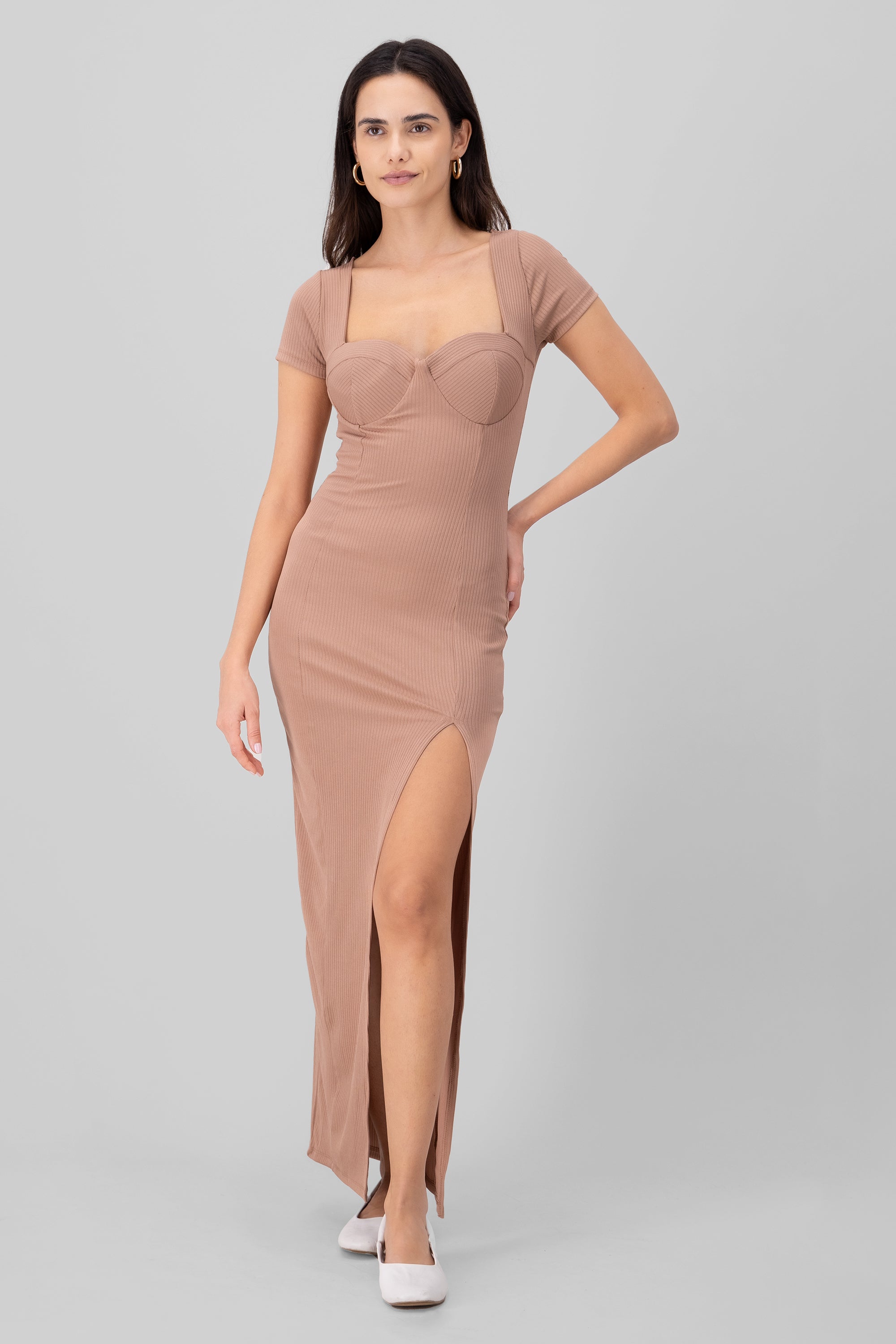 Maxi dress with smooth rib glasses SO