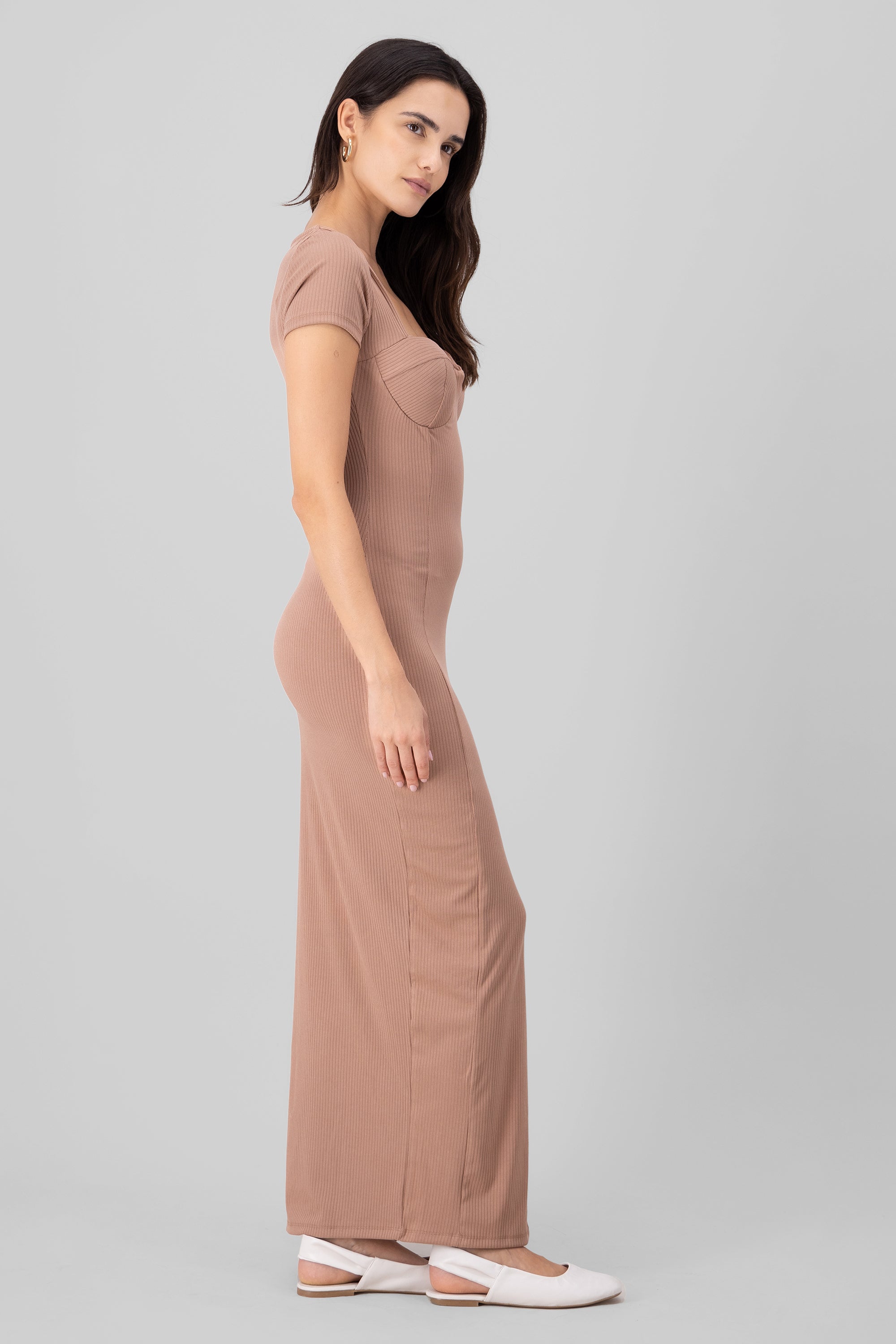 Maxi dress with smooth rib glasses SO