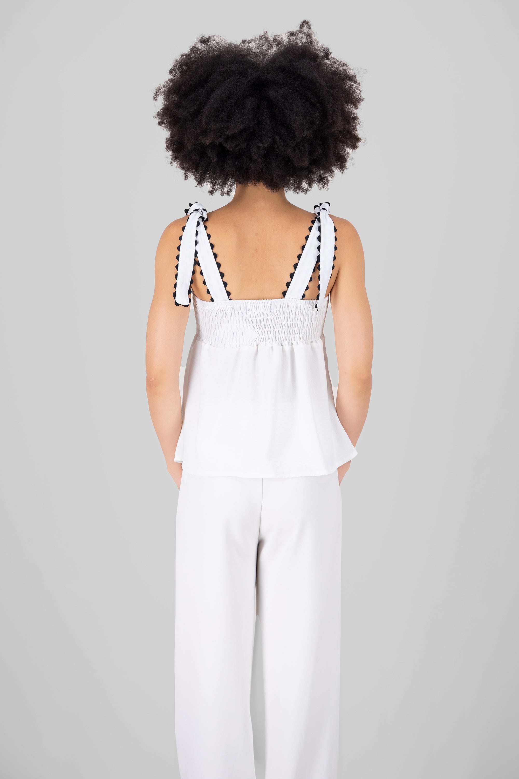 Top Moño Stroke Detail Hypsters Waves White Combo