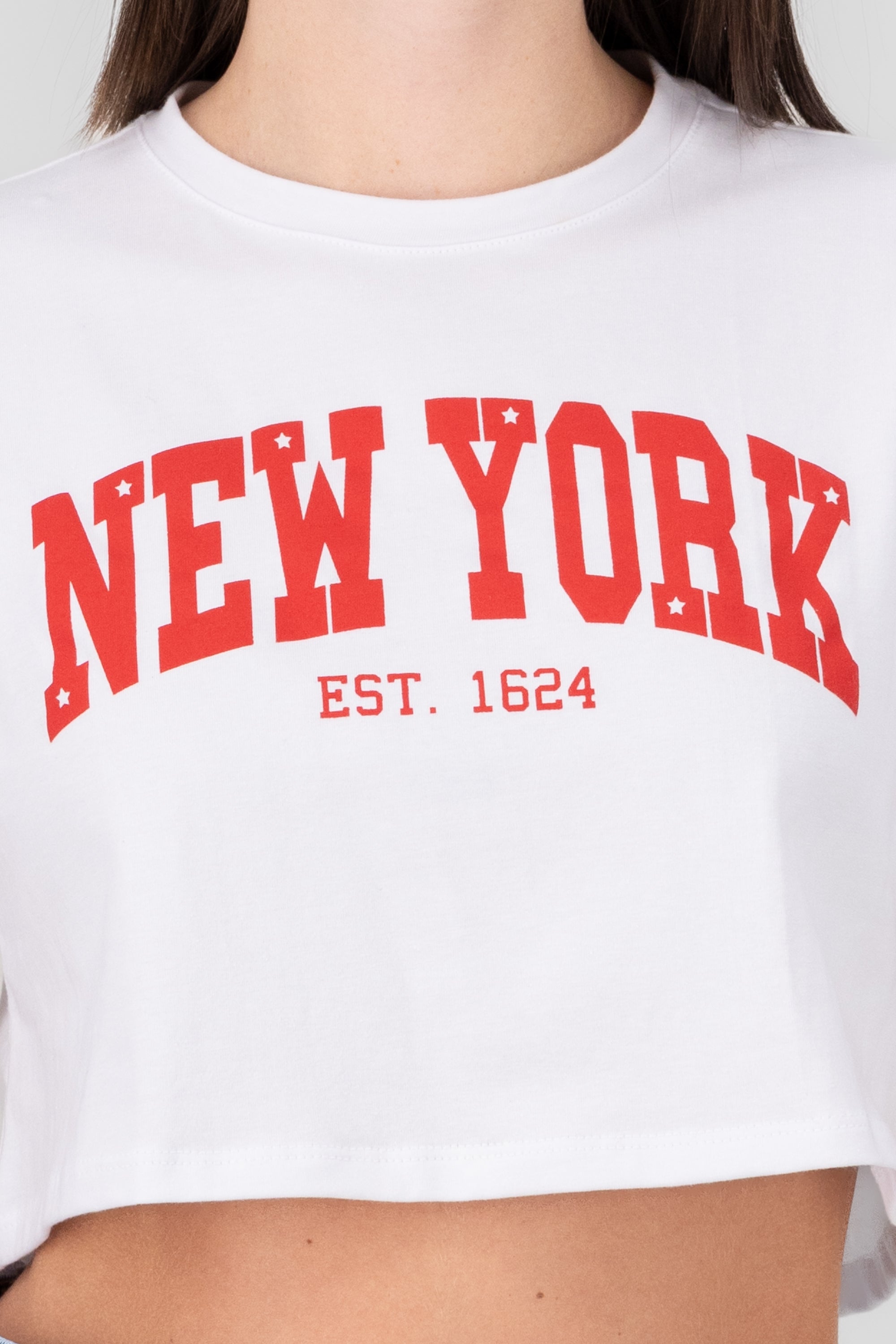 New York Cropped Printed shirt Combo red