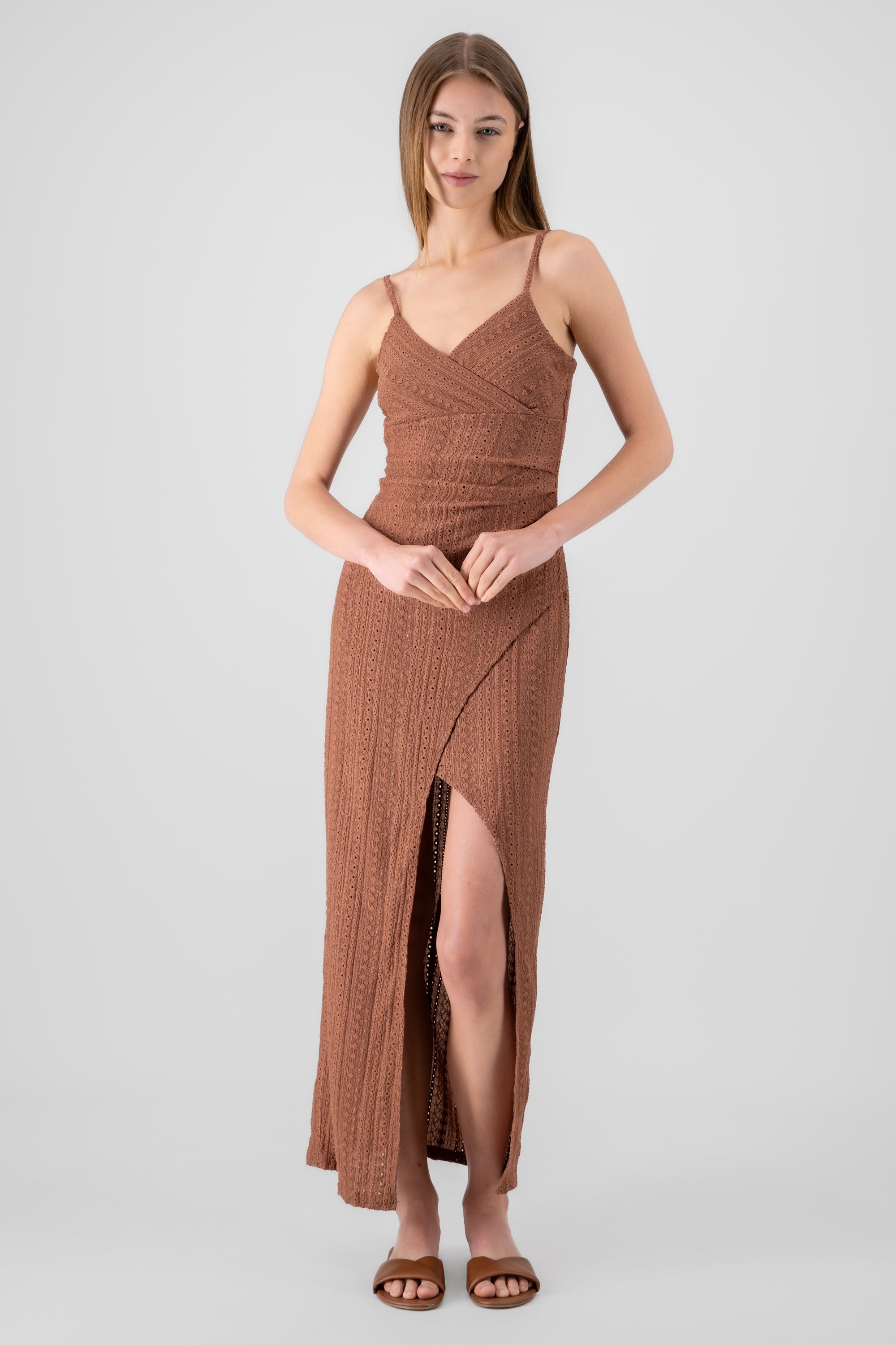 Vestido maxi textura CAFE