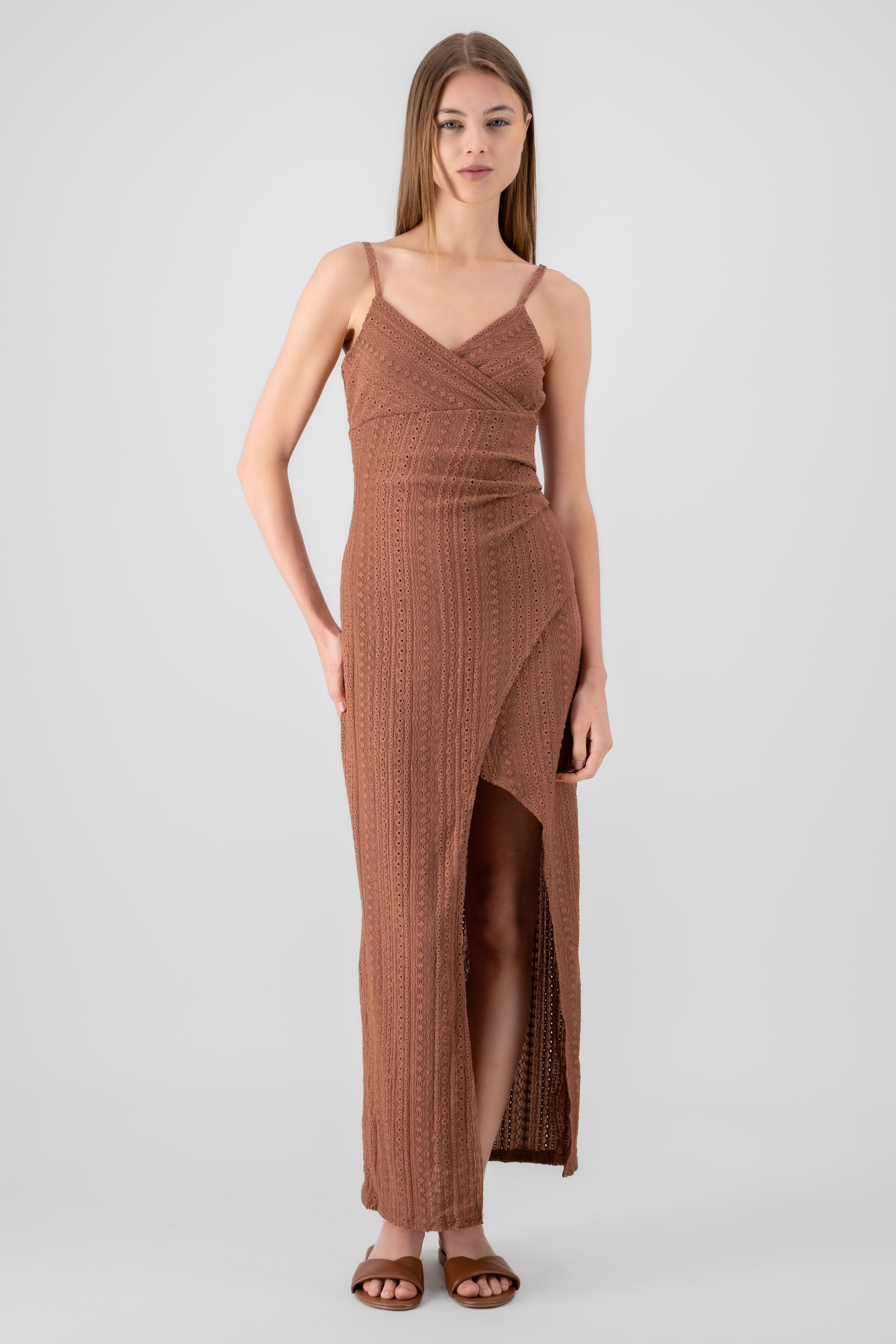 Vestido maxi textura CAFE