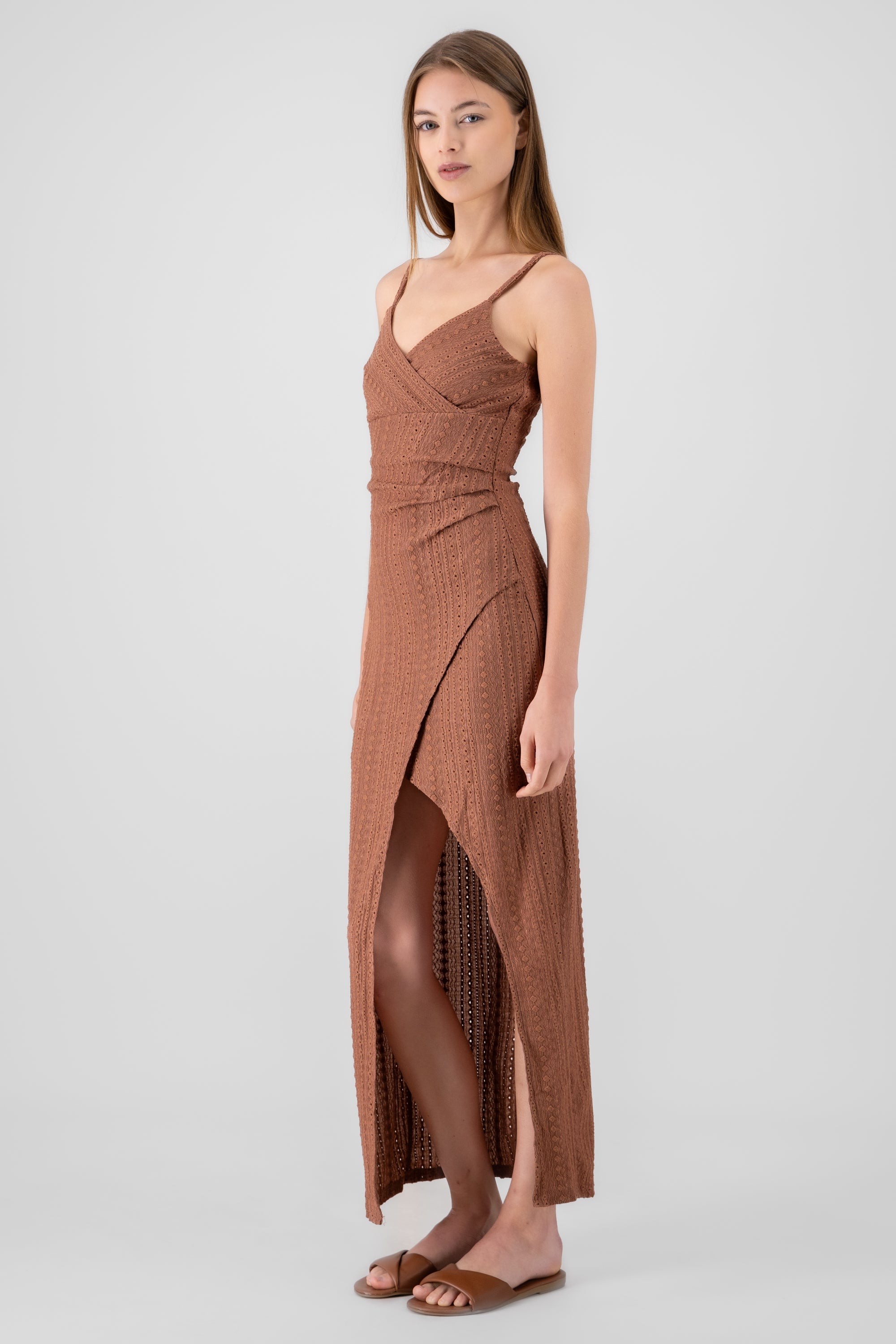 Vestido maxi textura CAFE