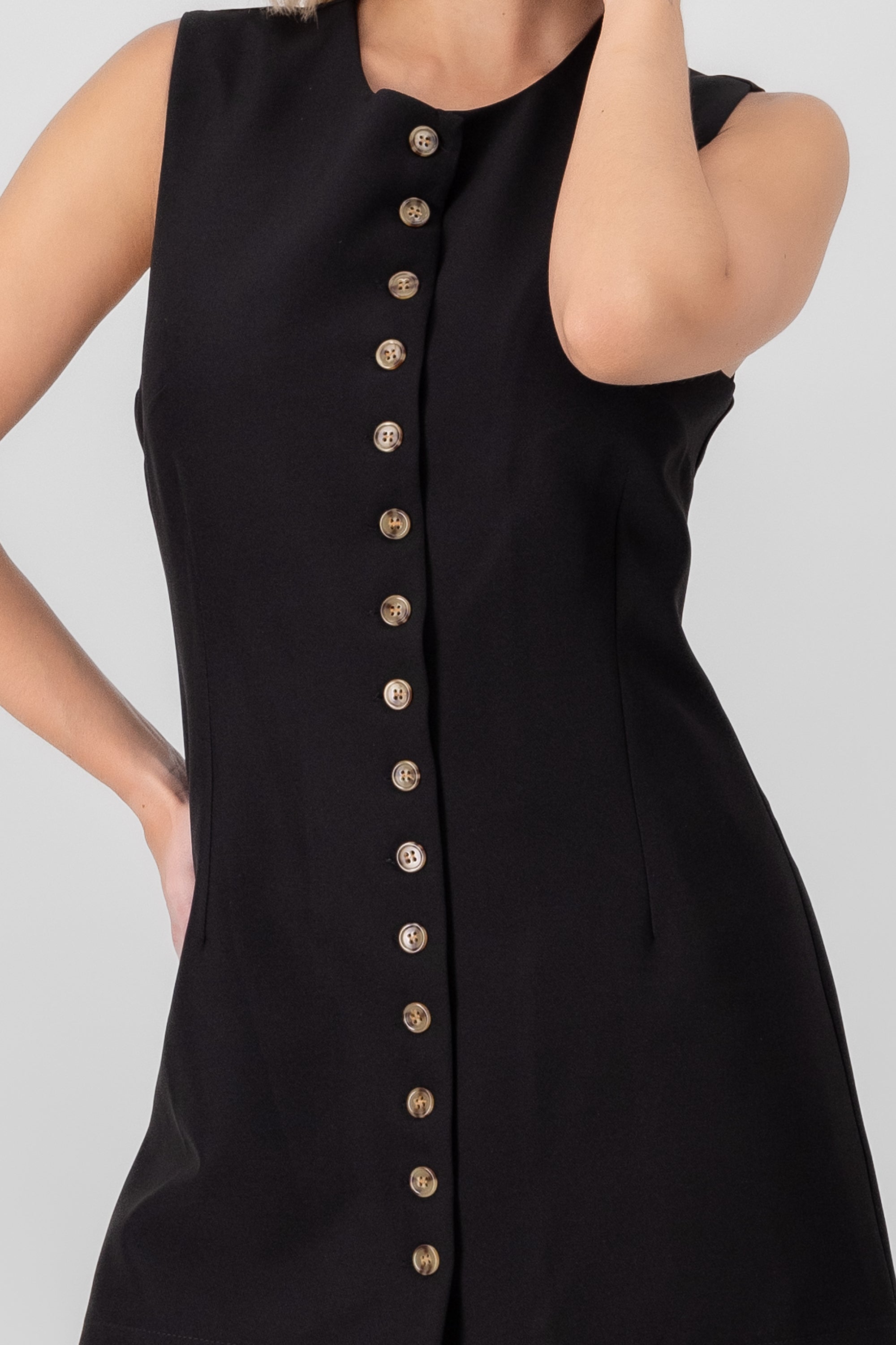 Mini dress with hyppsters small buttons BLACK