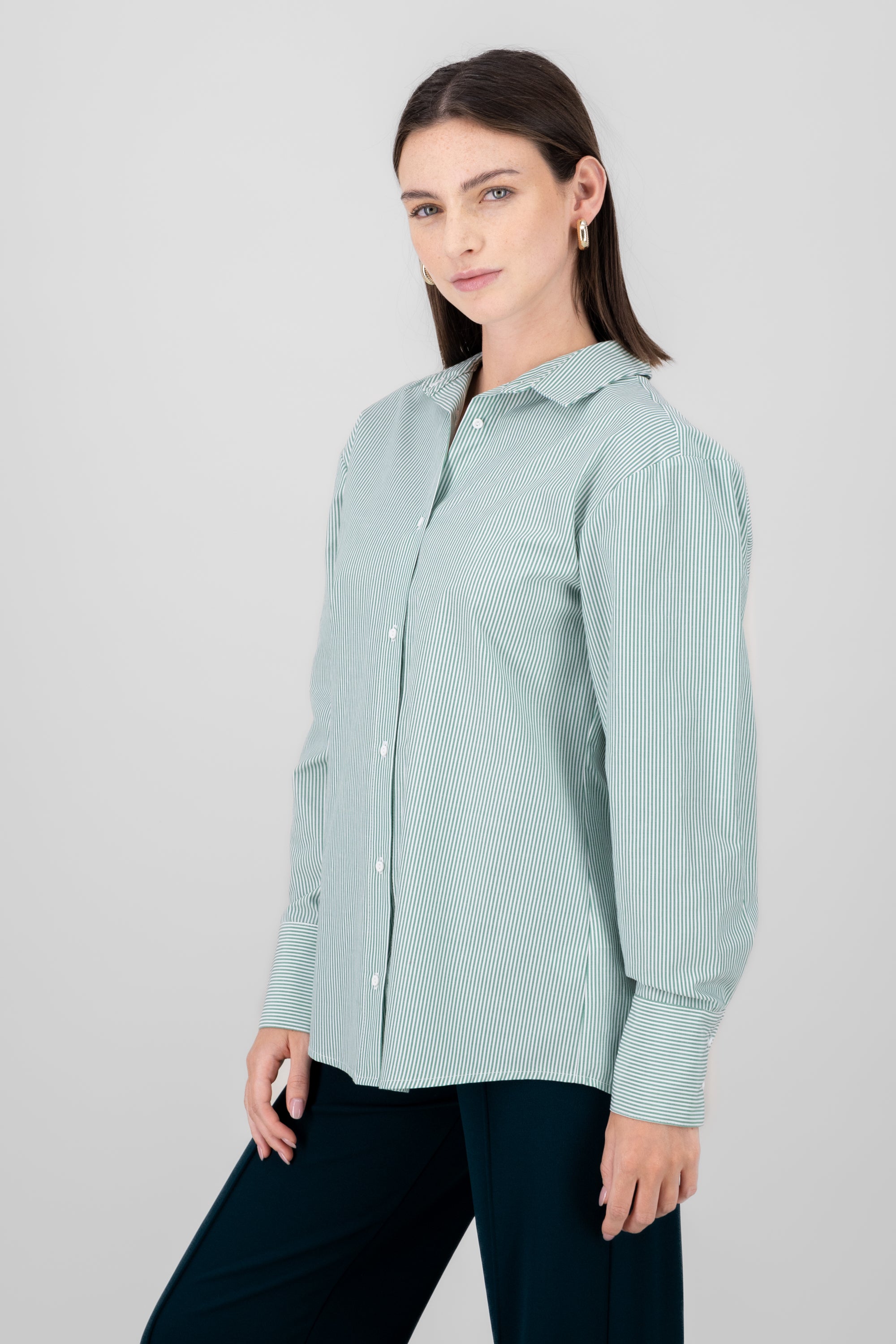 Camisa oversize rayas VERDE COMBO