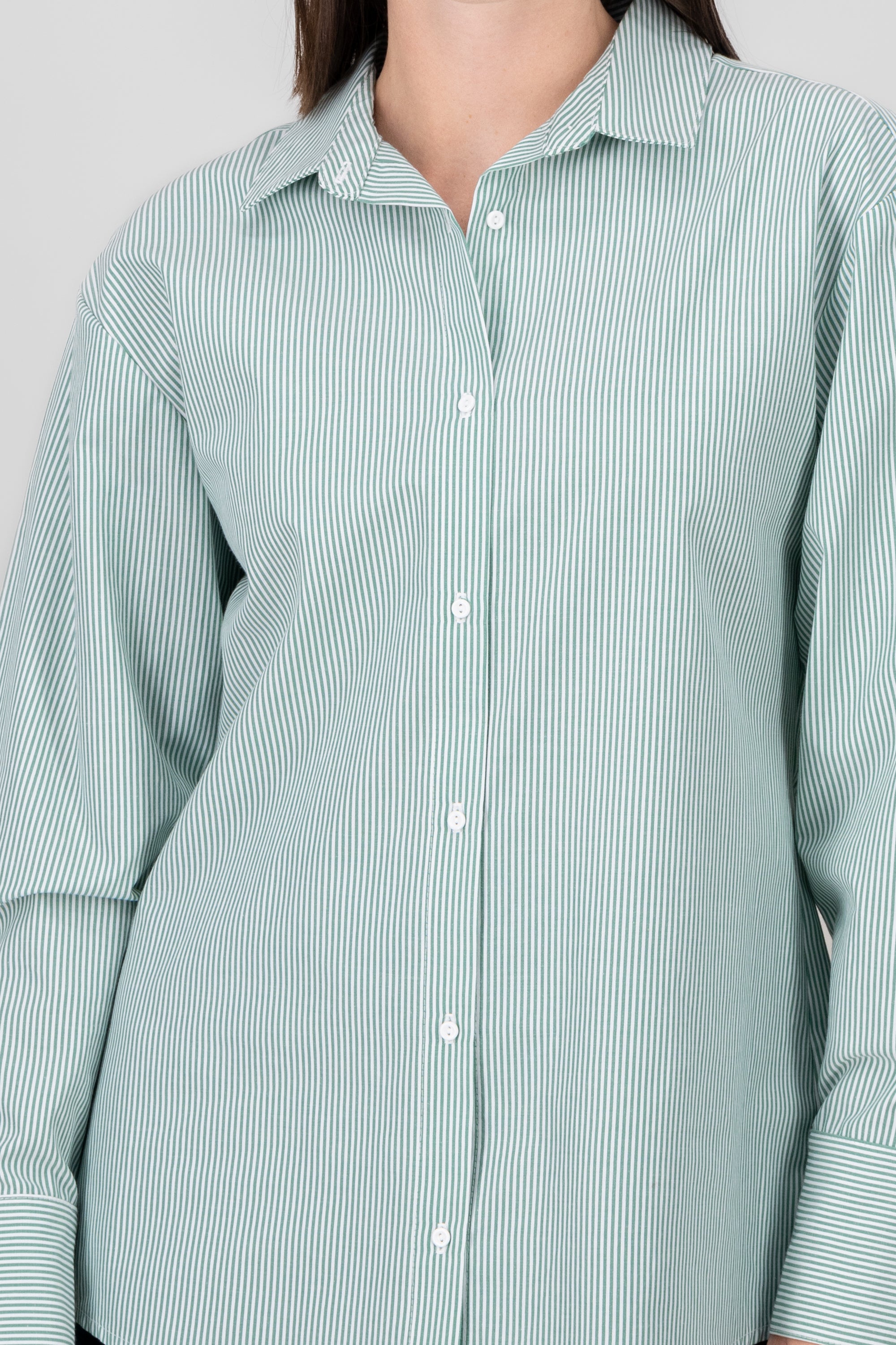 Camisa oversize rayas VERDE COMBO