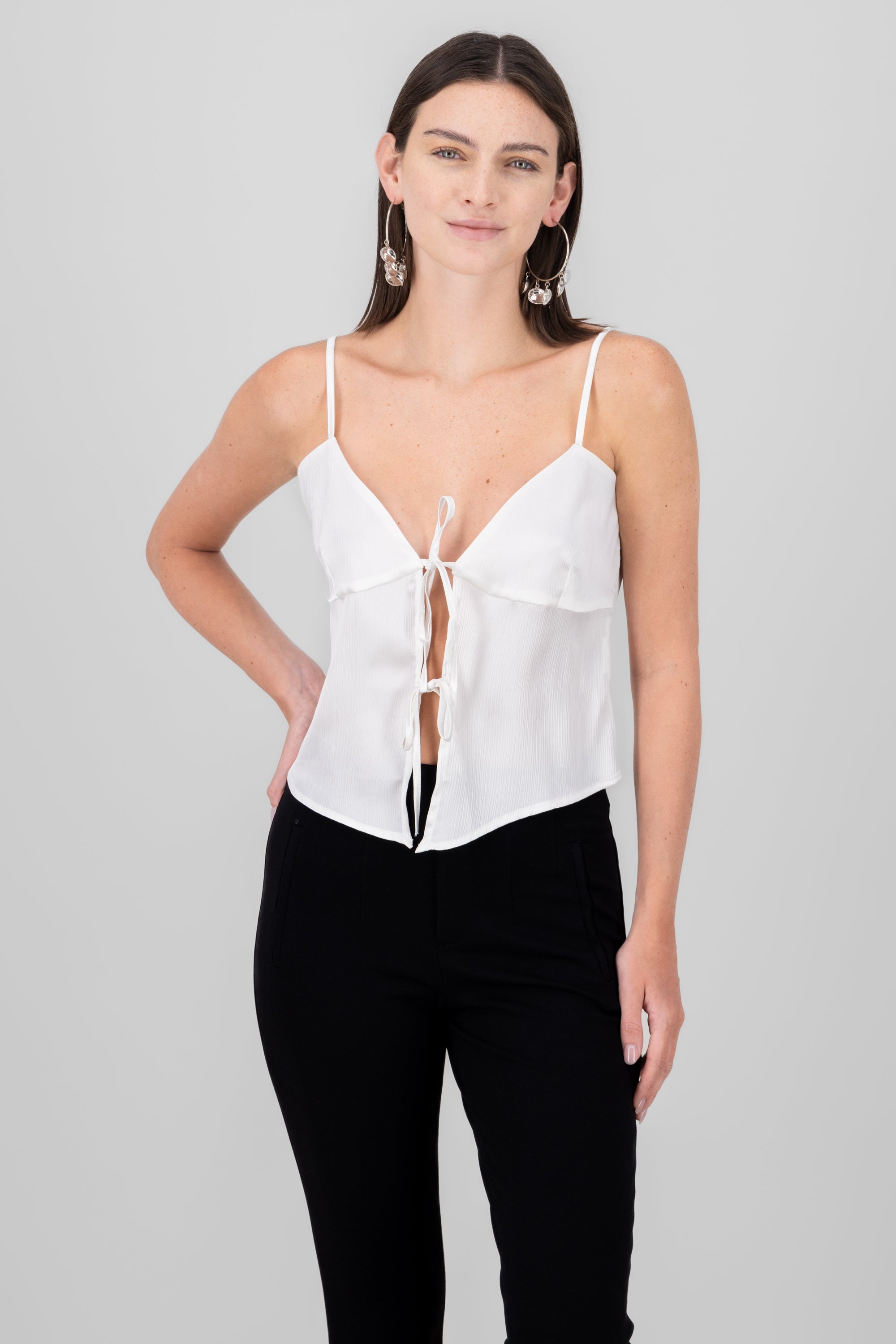 Blusa tirantes detalle amarre moños BLANCO