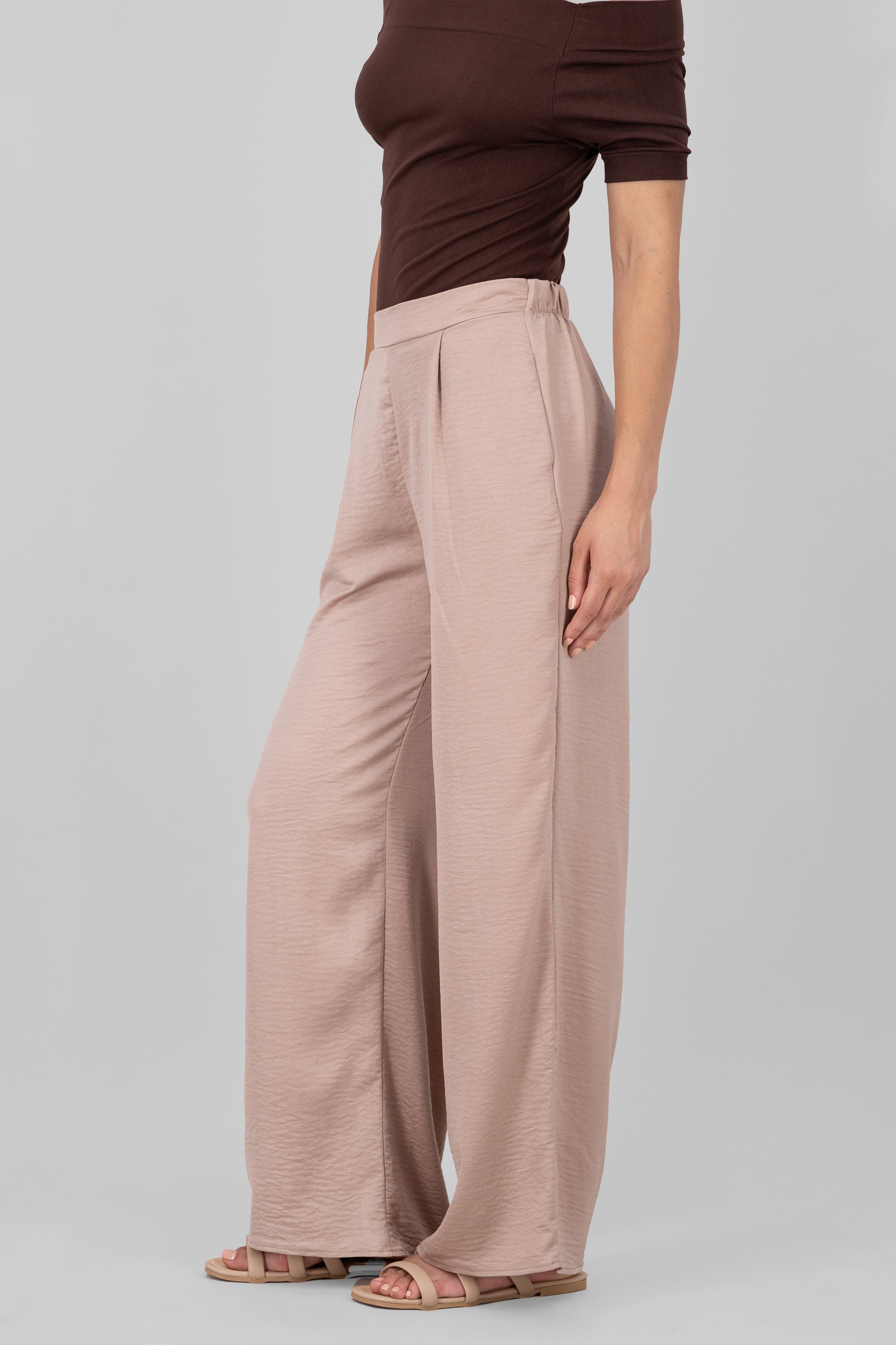 Pantalon fluido satin CAFE