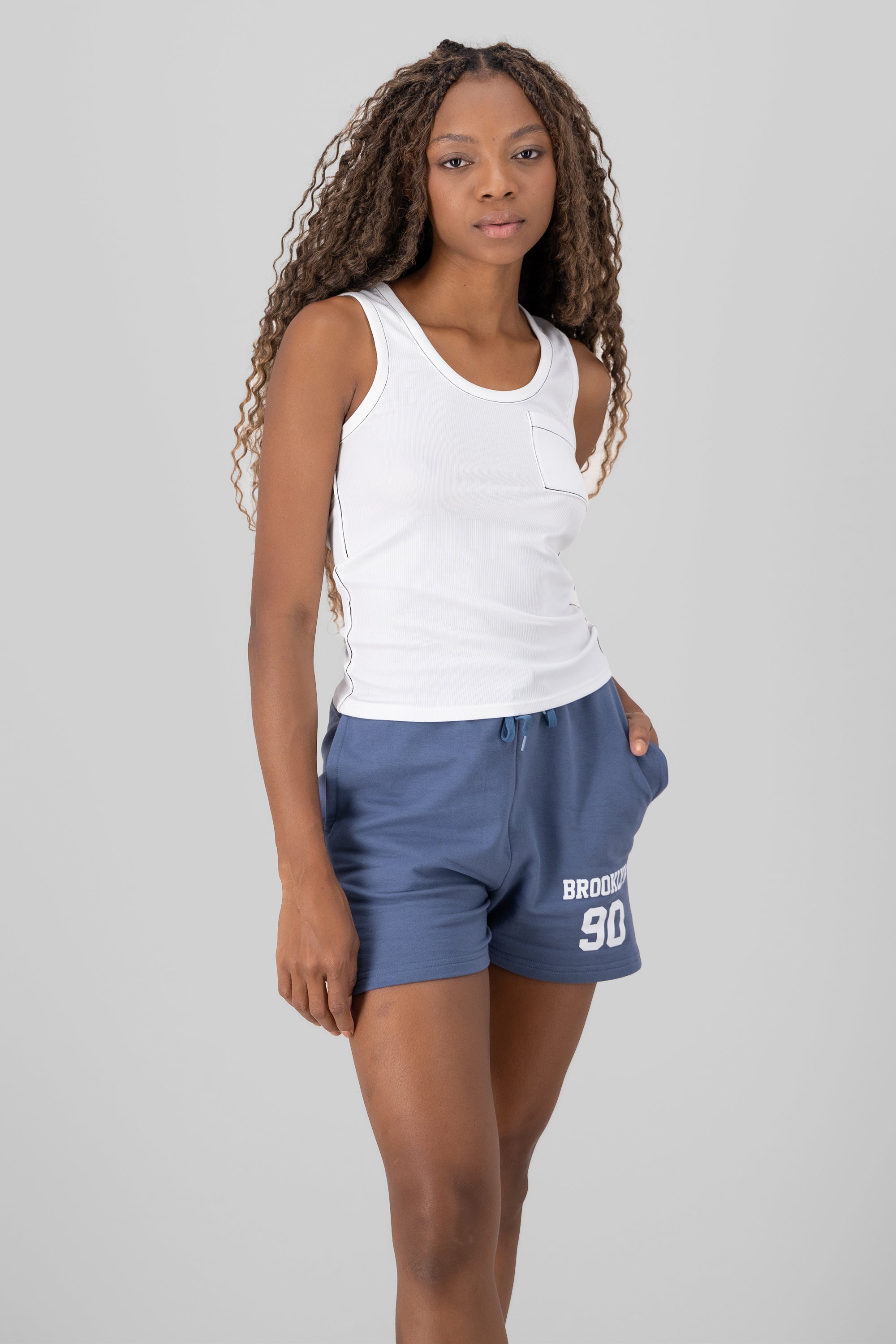 Top without sleeve contrast BONE