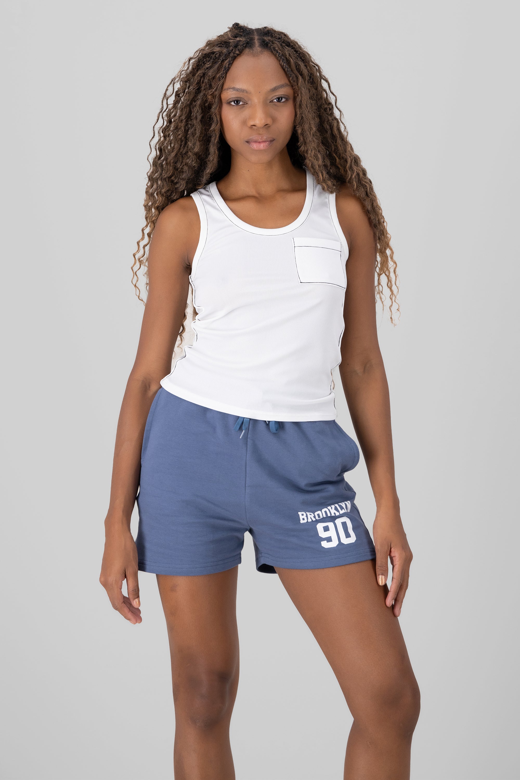 Top without sleeve contrast BONE